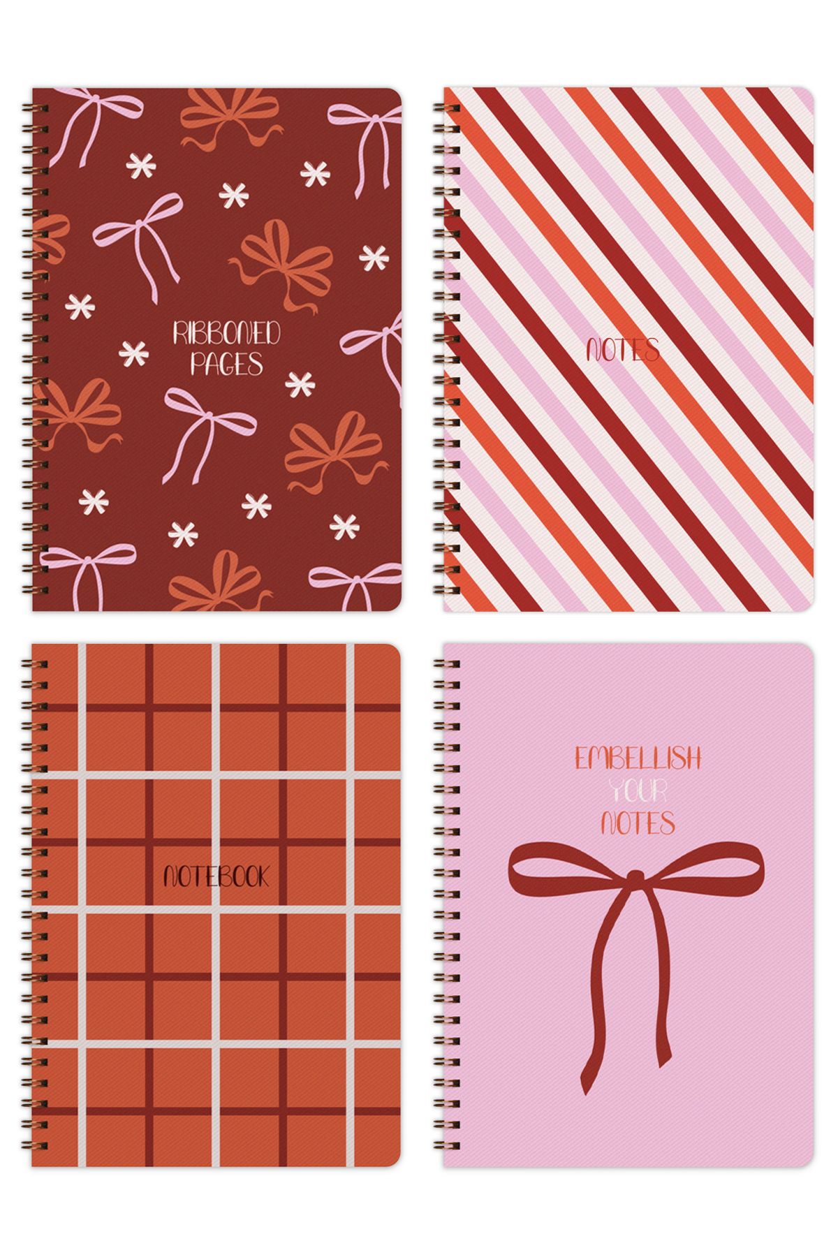 Matt Notebook-A5 Spiral School Notebook 80 sheets Set of 4 - Checkered 4