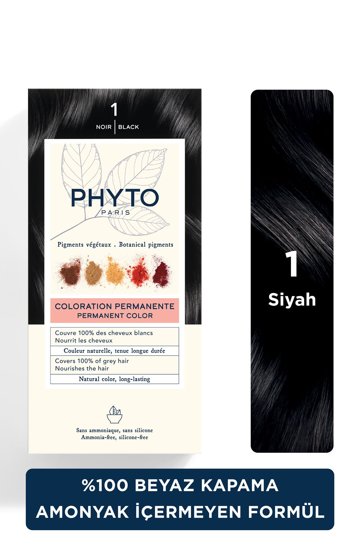 Phyto Phytocolor 1 Siyah Amonyaksız Kalıcı Bitkisel Saç Boyası