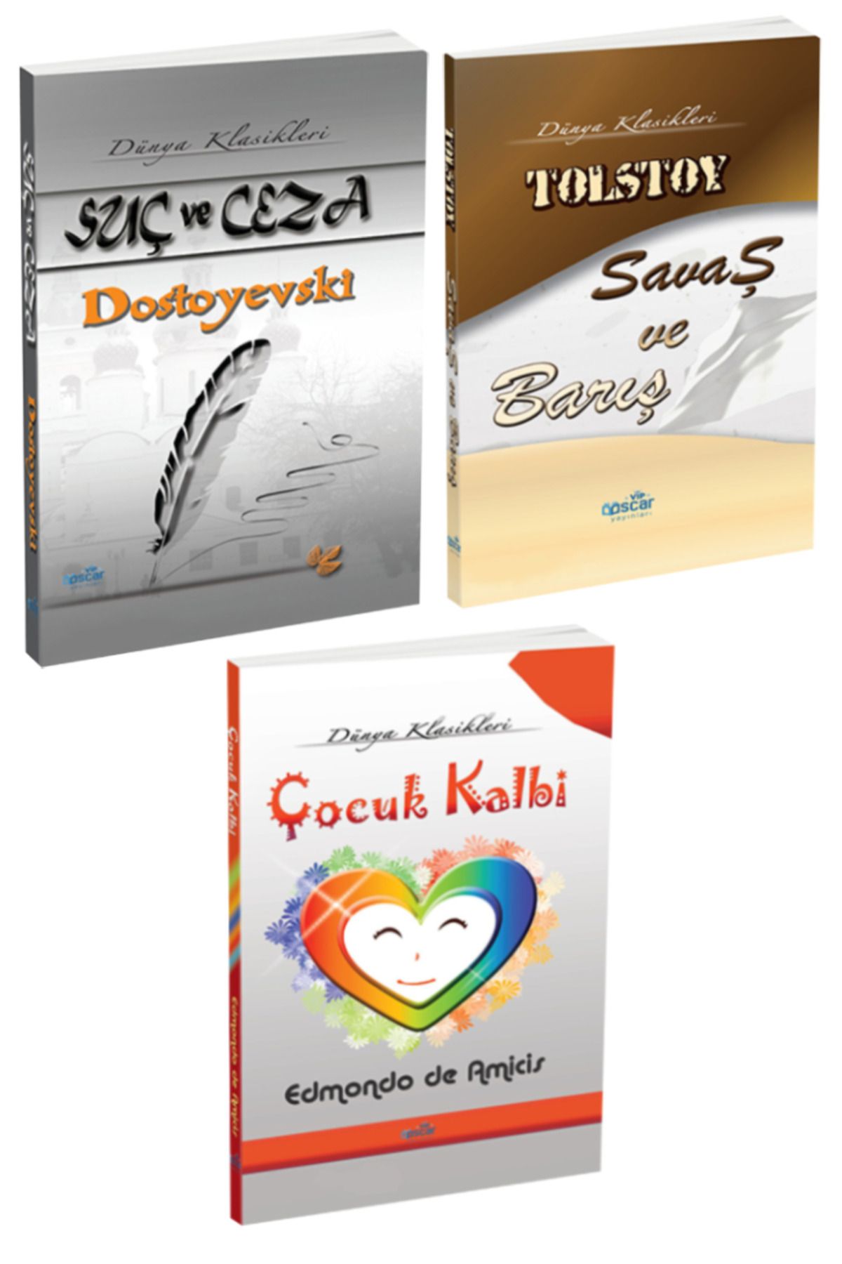 Panem Yayınları Dünya Klasikleri: Dostoyevski Suç ve Ceza + Tolstoy Savaş ve Barış + Edmondo de Amicis Çocuk Kalbi