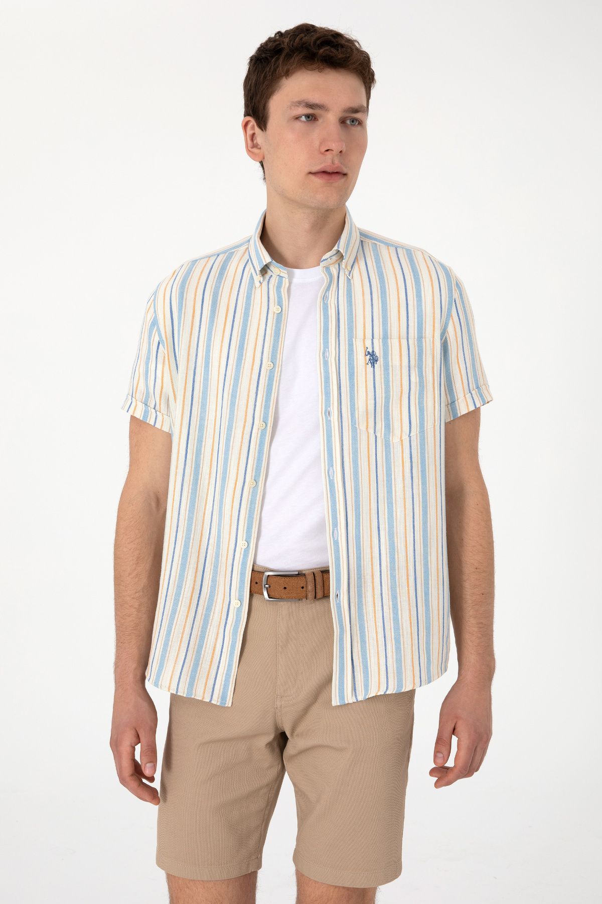 U.S. Polo Assn. Erkek Açık Mavi Kısa Kollu Gömlek 50300196-VR003