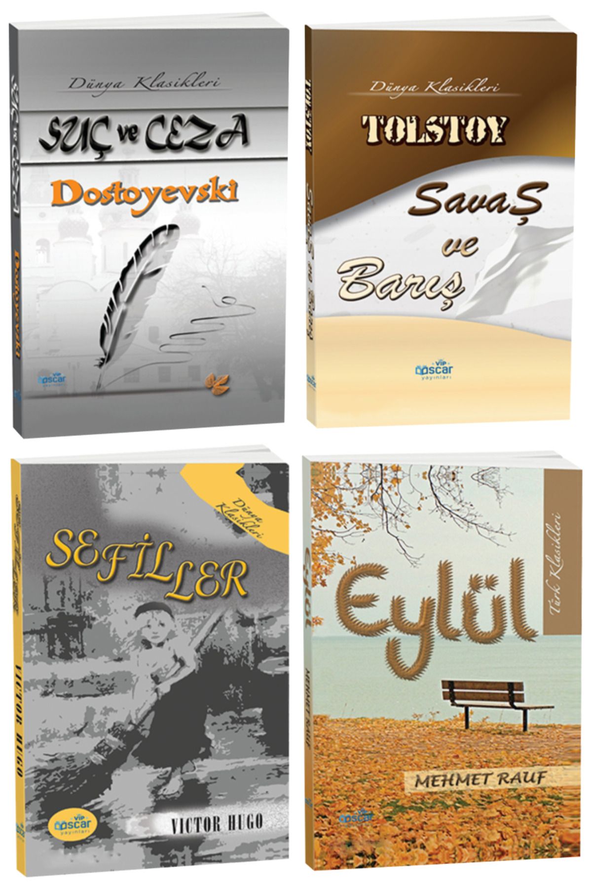 Panem Yayınları Suç ve Ceza-Dostoyevski+Savaş ve Barış-Tolstoy+Sefiller-Victor Hugo+Eylül-Mehmet Rauf+Sürpriz Hediye