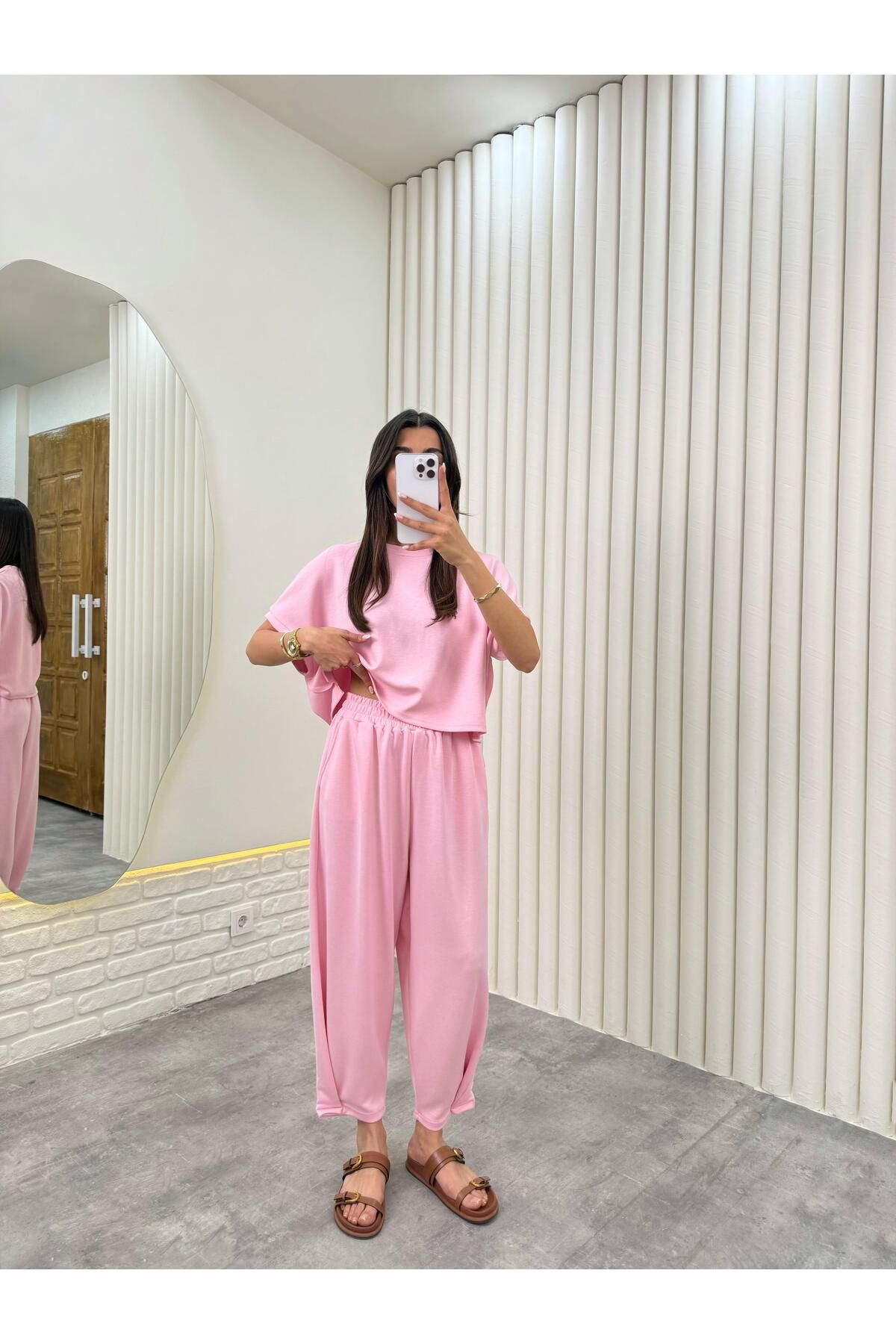 Gaus Pembe Balon Pantolon Modal Kumaş İkili Takım Gaus00320
