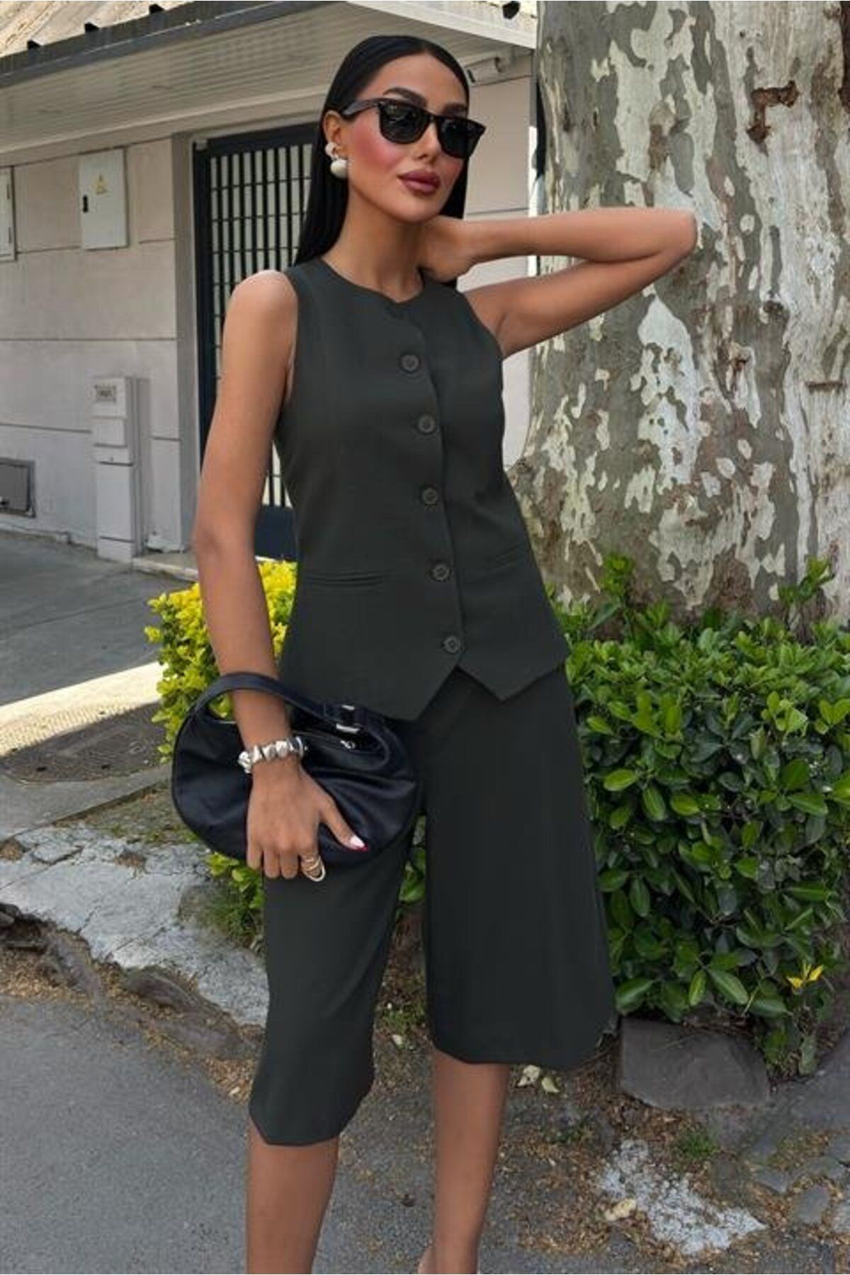 TUA MODA-Tua Moda Viscon Suit with Midi Shorts and Vest 10167 6
