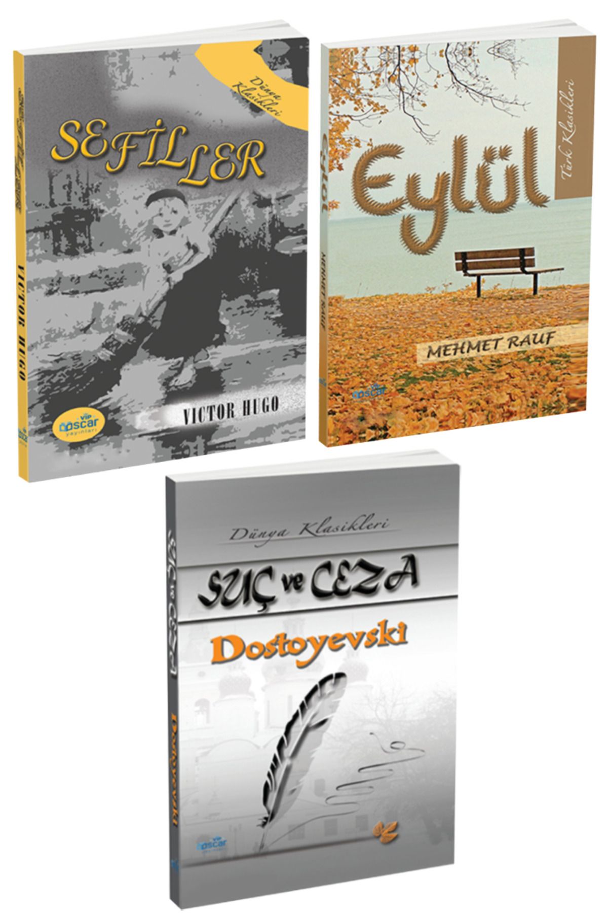 Panem Yayınları Klasik Romanlar: Victor Hugo Sefiller + Mehmet Rauf Eylül + Dostoyevski Suç ve Ceza