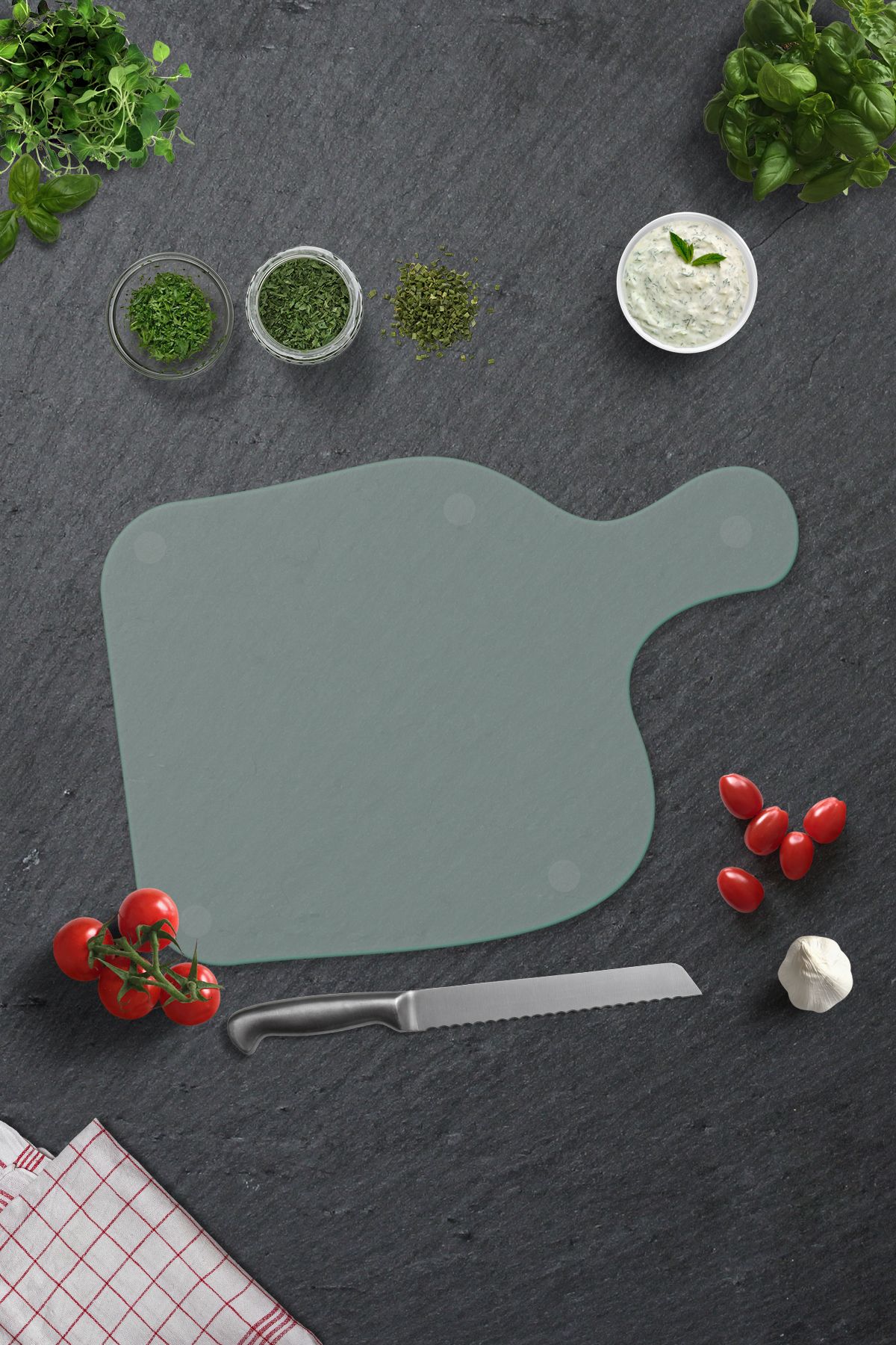 Decorita Saplı Cam Kesme Tahtası - Cam Kesme Tablası | Saydam Cam | 28cm x 40cm