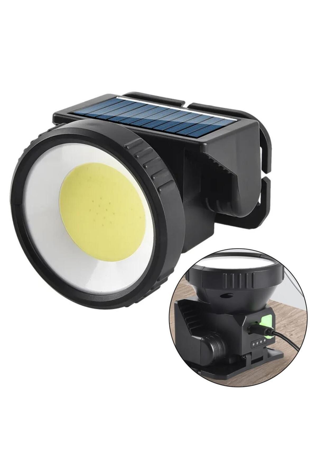 Temiz Pazar COB LED Solar Kafa Lambası | Beyaz-Kırmızı Işık | Type-C Şarjlı | Kompakt 73x77x55mm