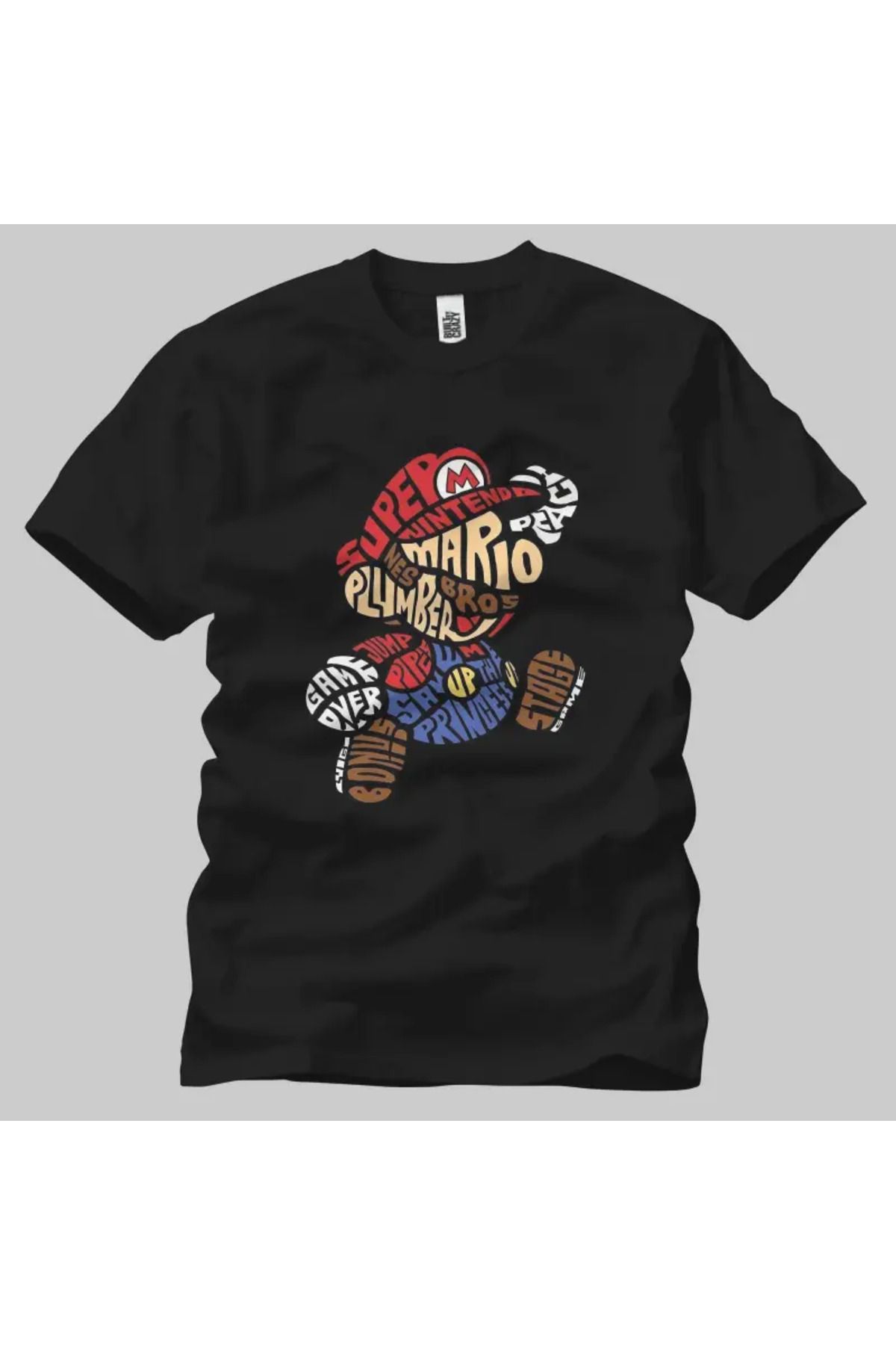 Built By Crazy Super Mario Calligraphy Unisex Tişört