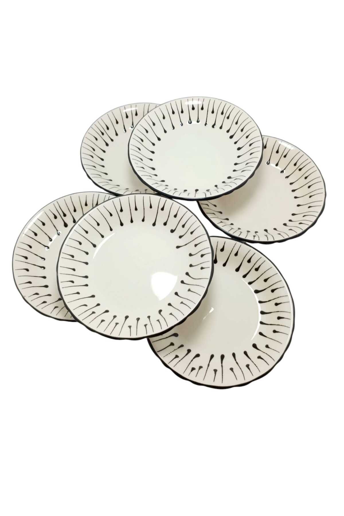 Kızıltüy Shop Aysu Kabartma Desenli 17CM 6Lı Yemek Tabağı