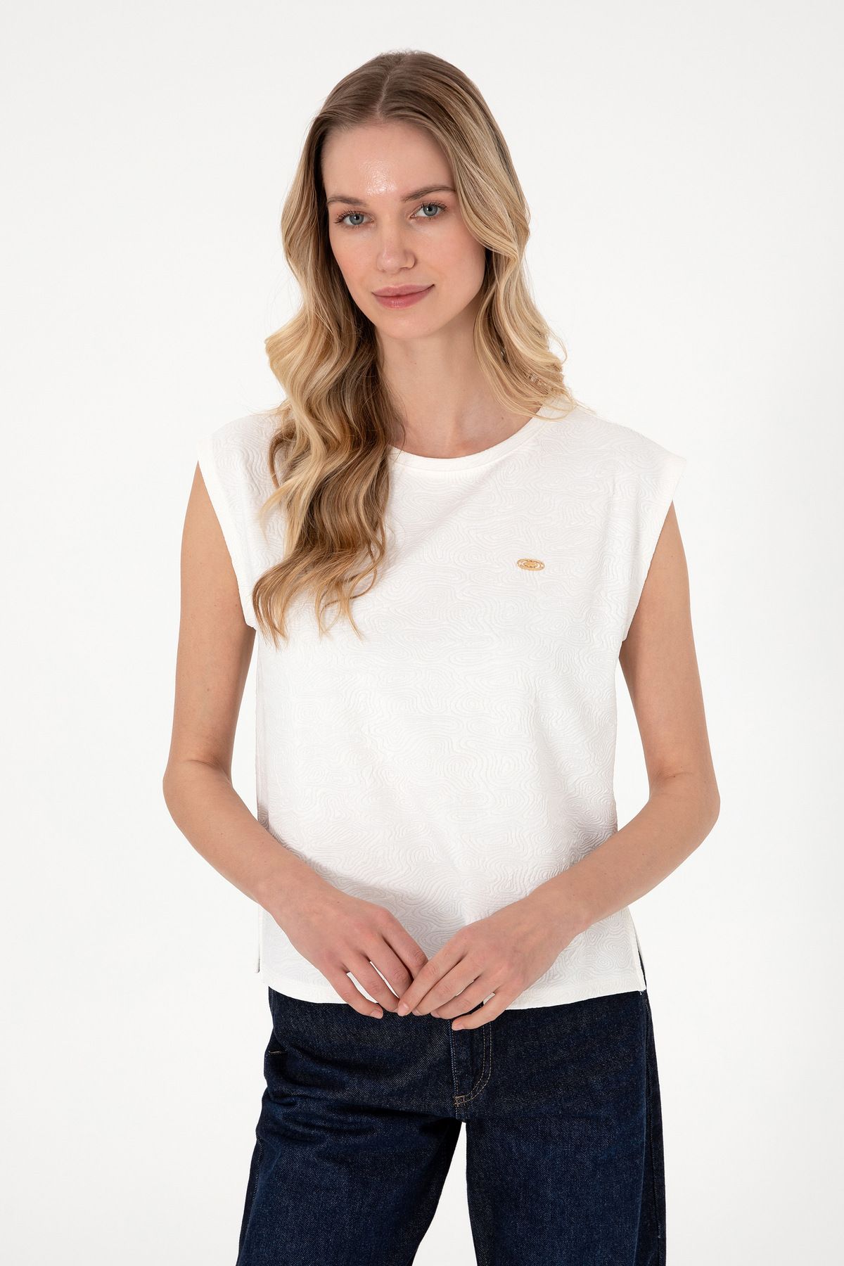 U.S. Polo Assn. Kadın Ekru Tişört 50307288-VR019