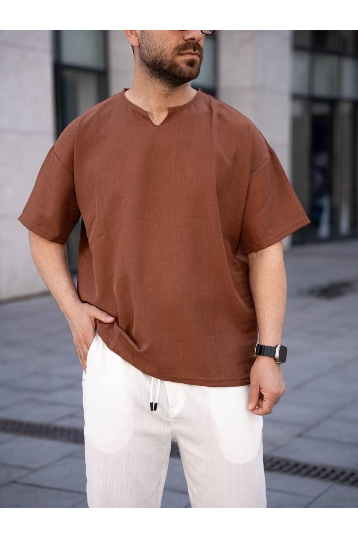 thekaplan Keten Oversize Tişört (Manken boy:183 kilo:80 beden:M)