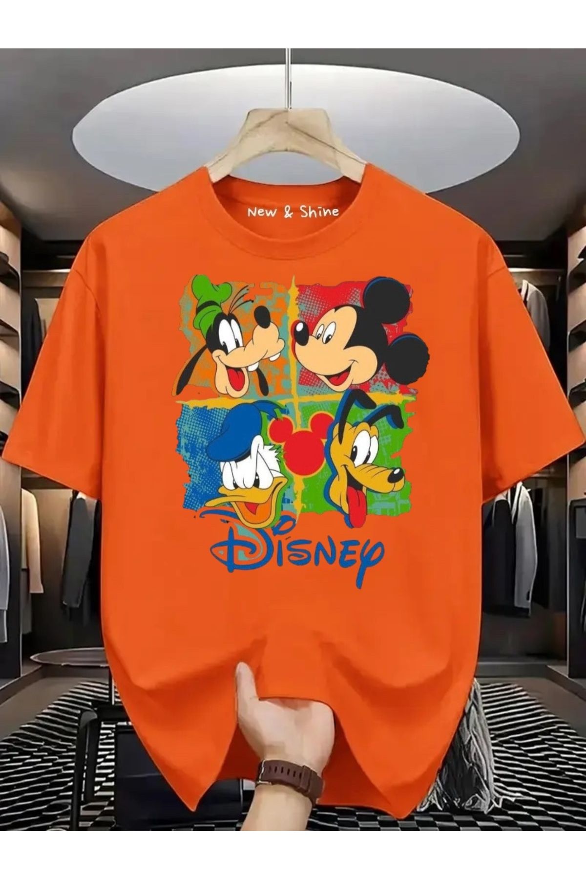 New Shine Disney Baskılı Büyük Beden Oversize T-Shirt
