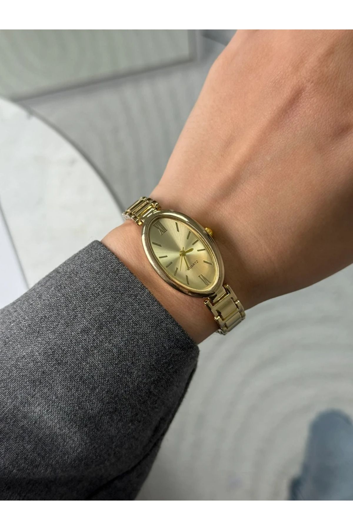 RoseandRoses Badisse Yeni Sezon Oval Kasa Kadın Kol Saati Gold (Gold Kadran)