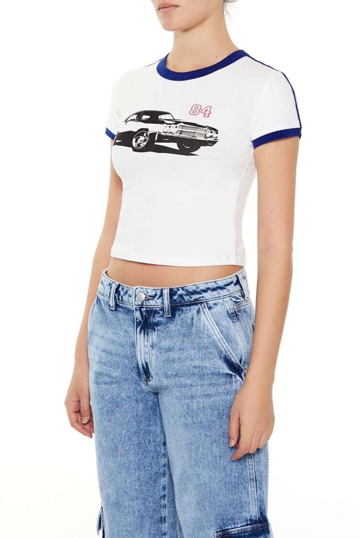 Forever 21 Araba Baskılı Baby Tee Tişört