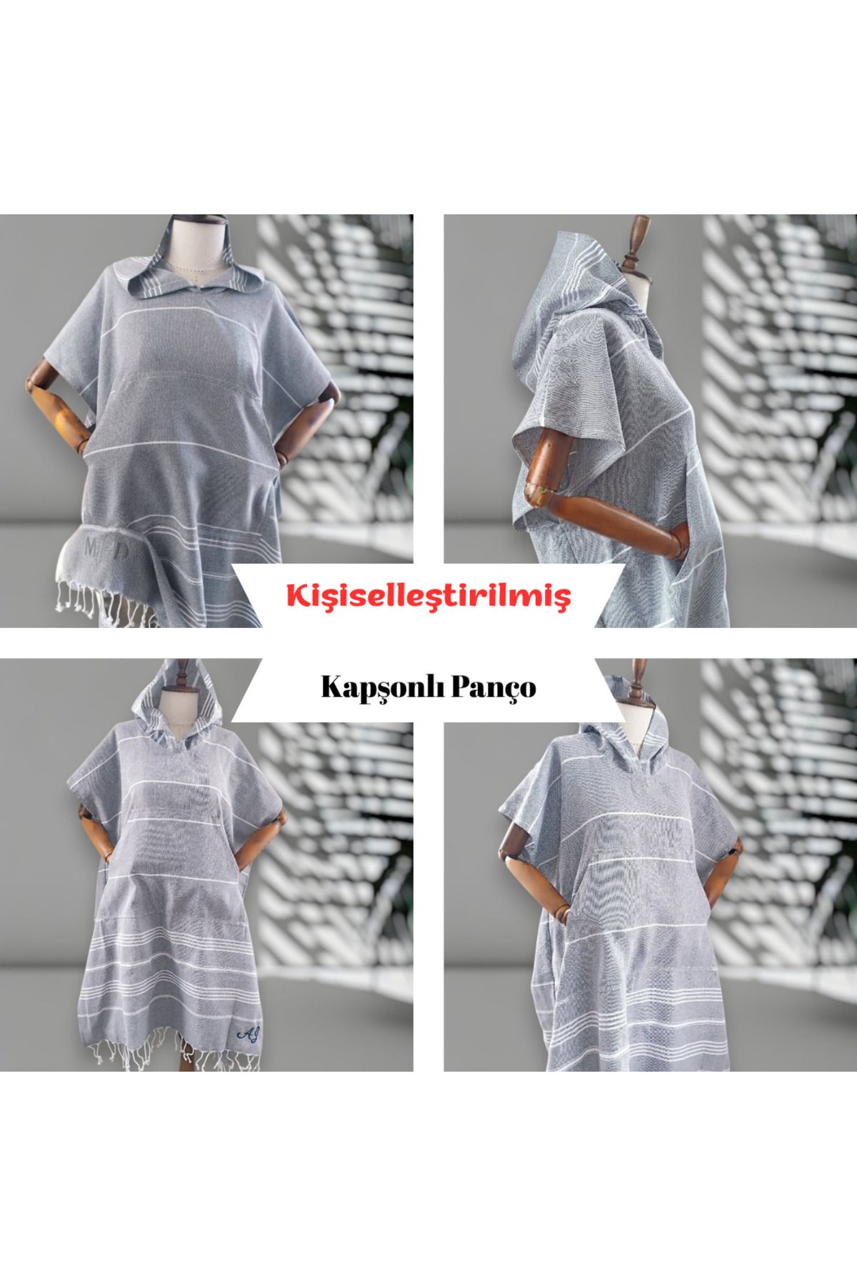 CHIMARIVA Kişiye Özel Baskılı Kapüşonlu Plaj Pançosu | İsim Yazılı Pamuklu Havlu Poncho |Unisex Peştamal Kumaş
