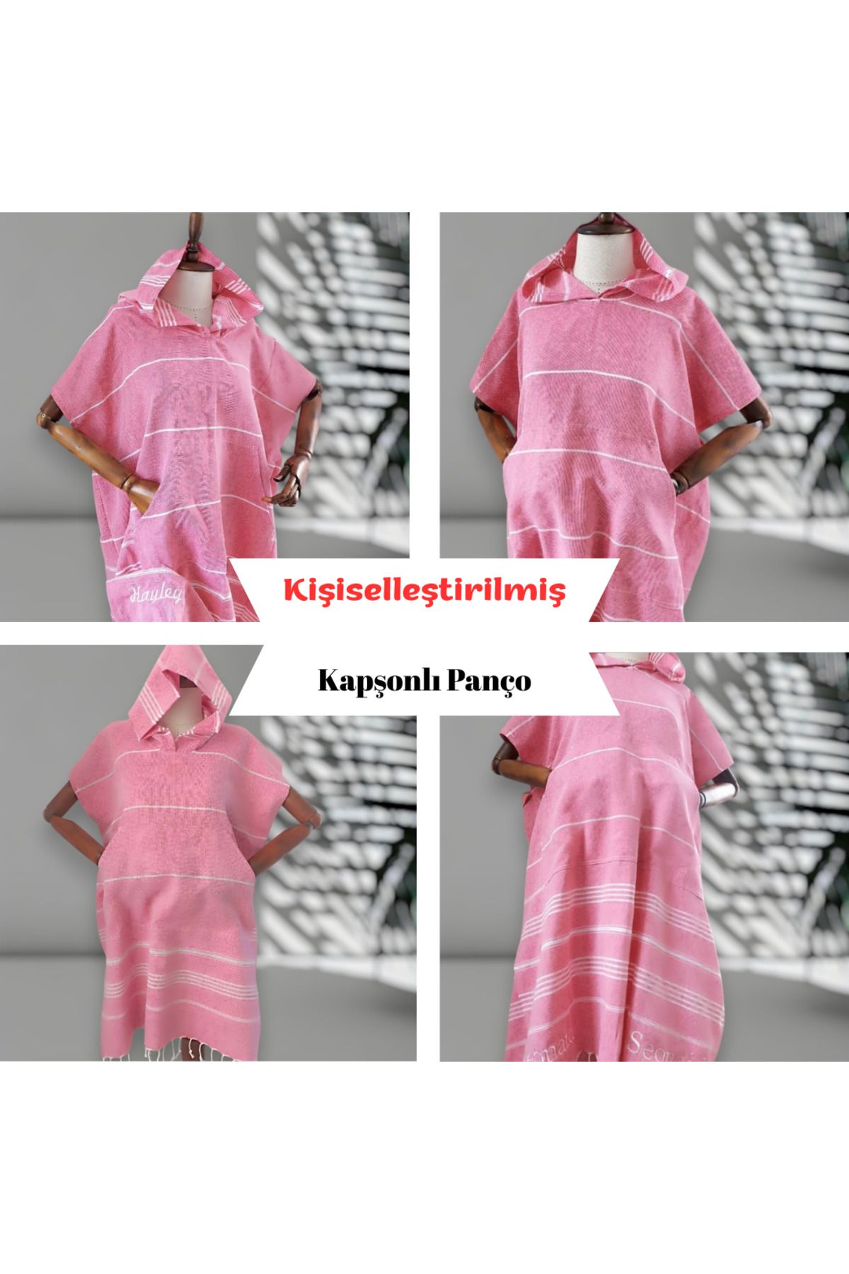 CHIMARIVA Kişiye Özel Baskılı Kapüşonlu Plaj Pançosu | İsim Yazılı Pamuklu Havlu Poncho |Unisex Peştamal Kumaş