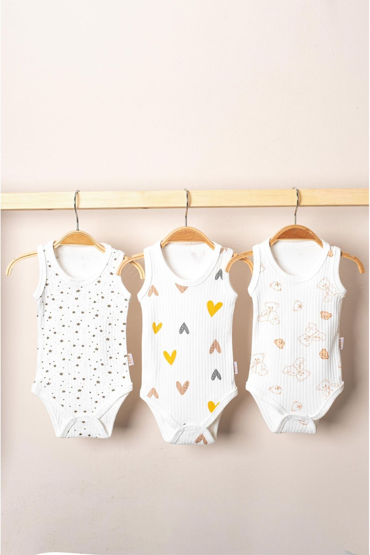 Zıbzıb baby %100 Pamuklu 3lü Baskılı Bebek Çıtçıtlı Body Atlet Zıbın