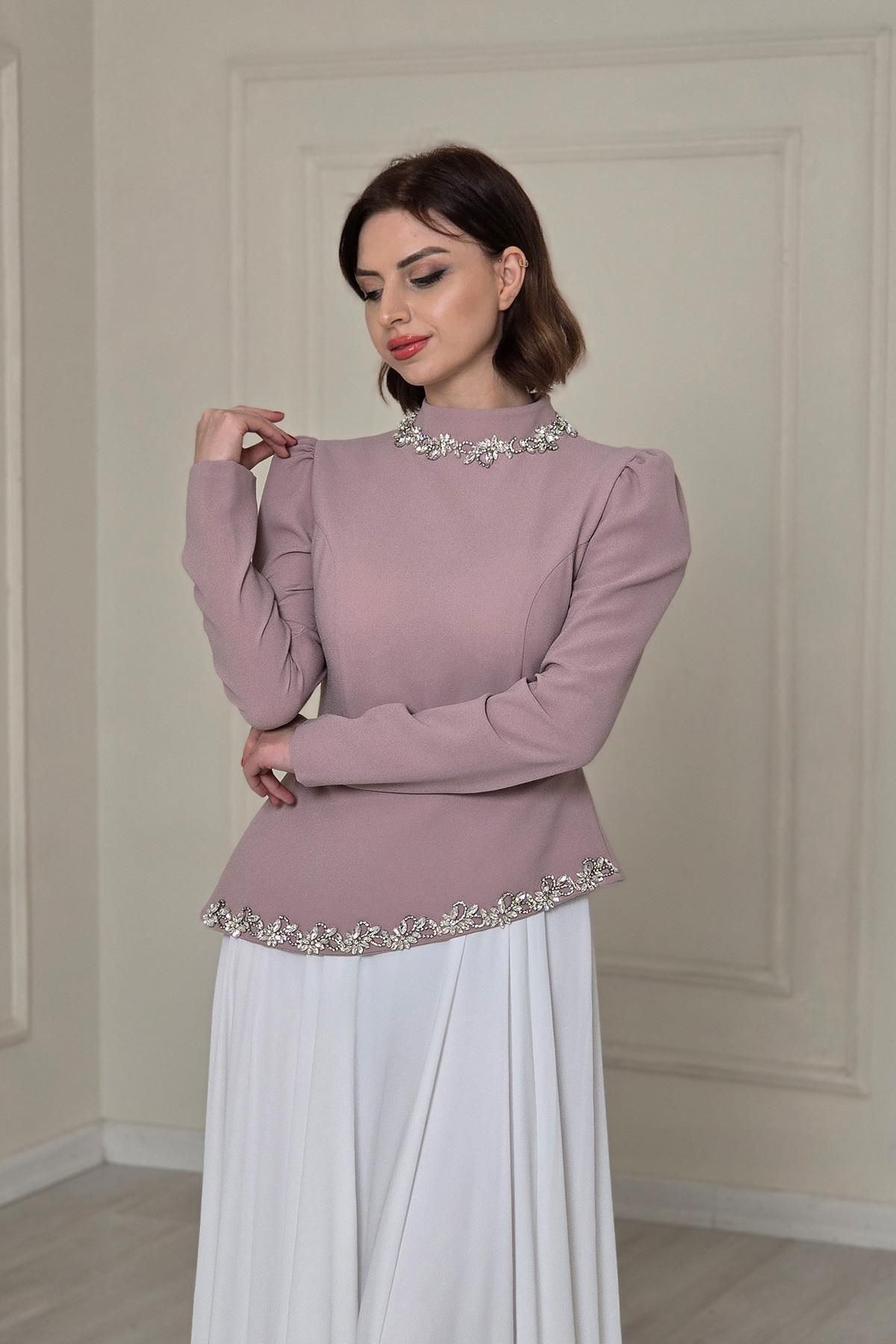 Yonca Moda Evi Pudra Pileli Abiye 4418