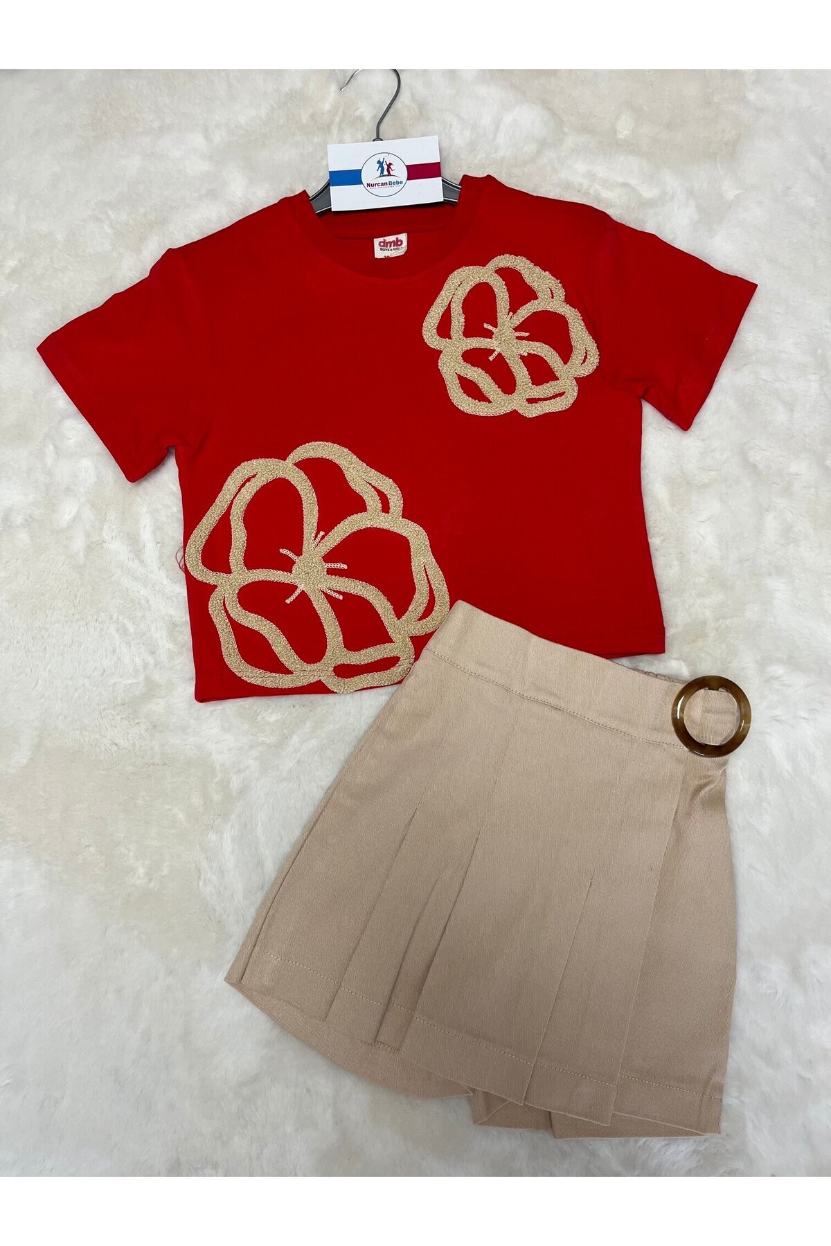DMB BOYS & GIRLS-Badisi Rose Embroidered Shorts Skirt Set 1