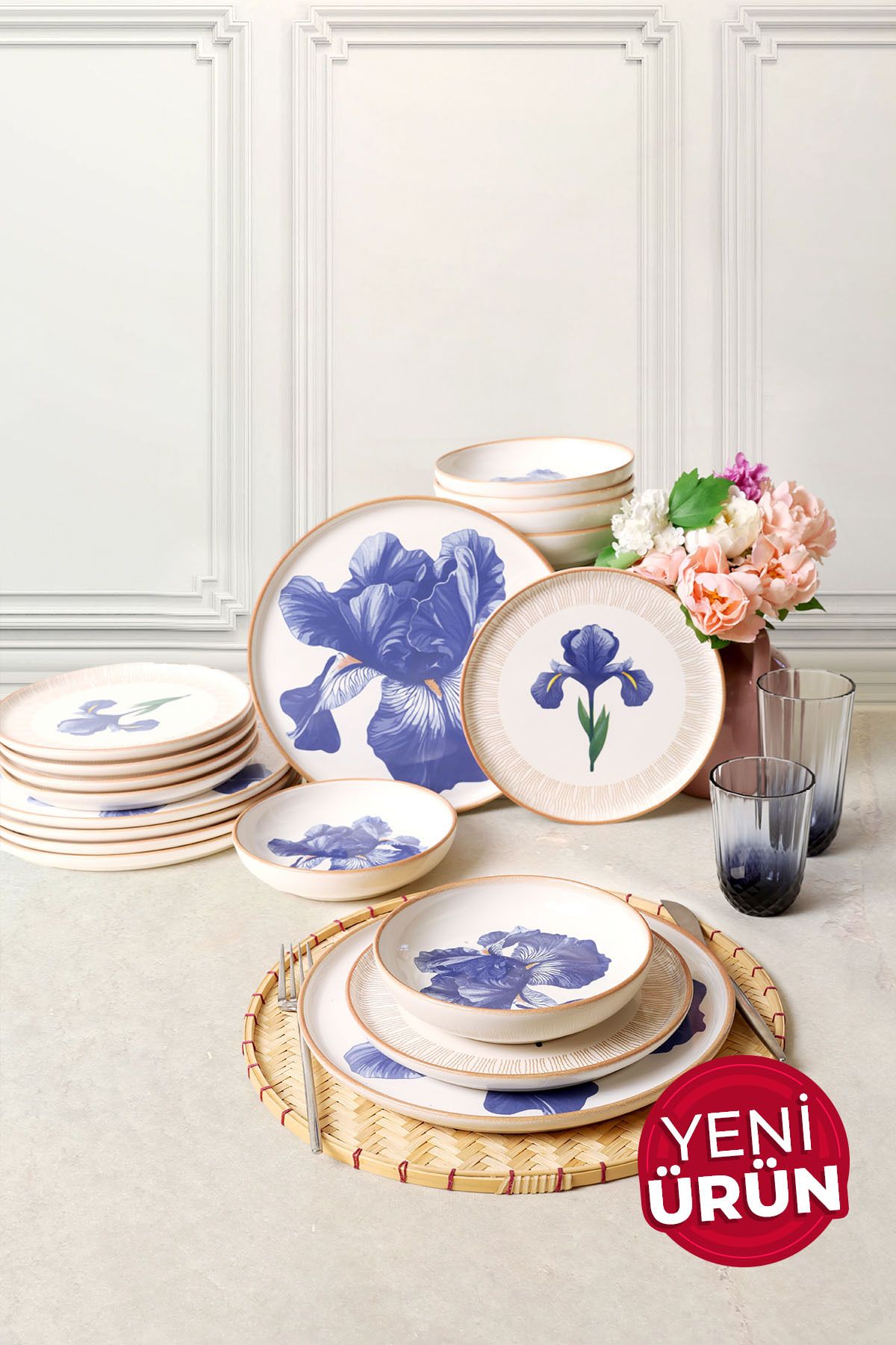 Keramika Brush & Bloom Yemek Takımı 18 Parça 6 Kişilik 22957-58
