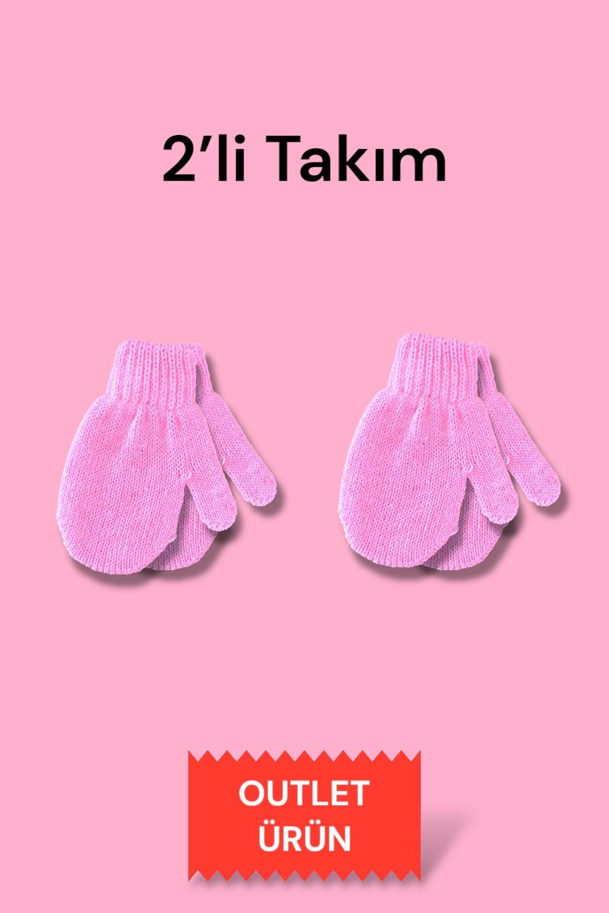 Battani.Co 2’li Çocuk Triko Eldiven Takımı – Pembe | Outlet Ürün