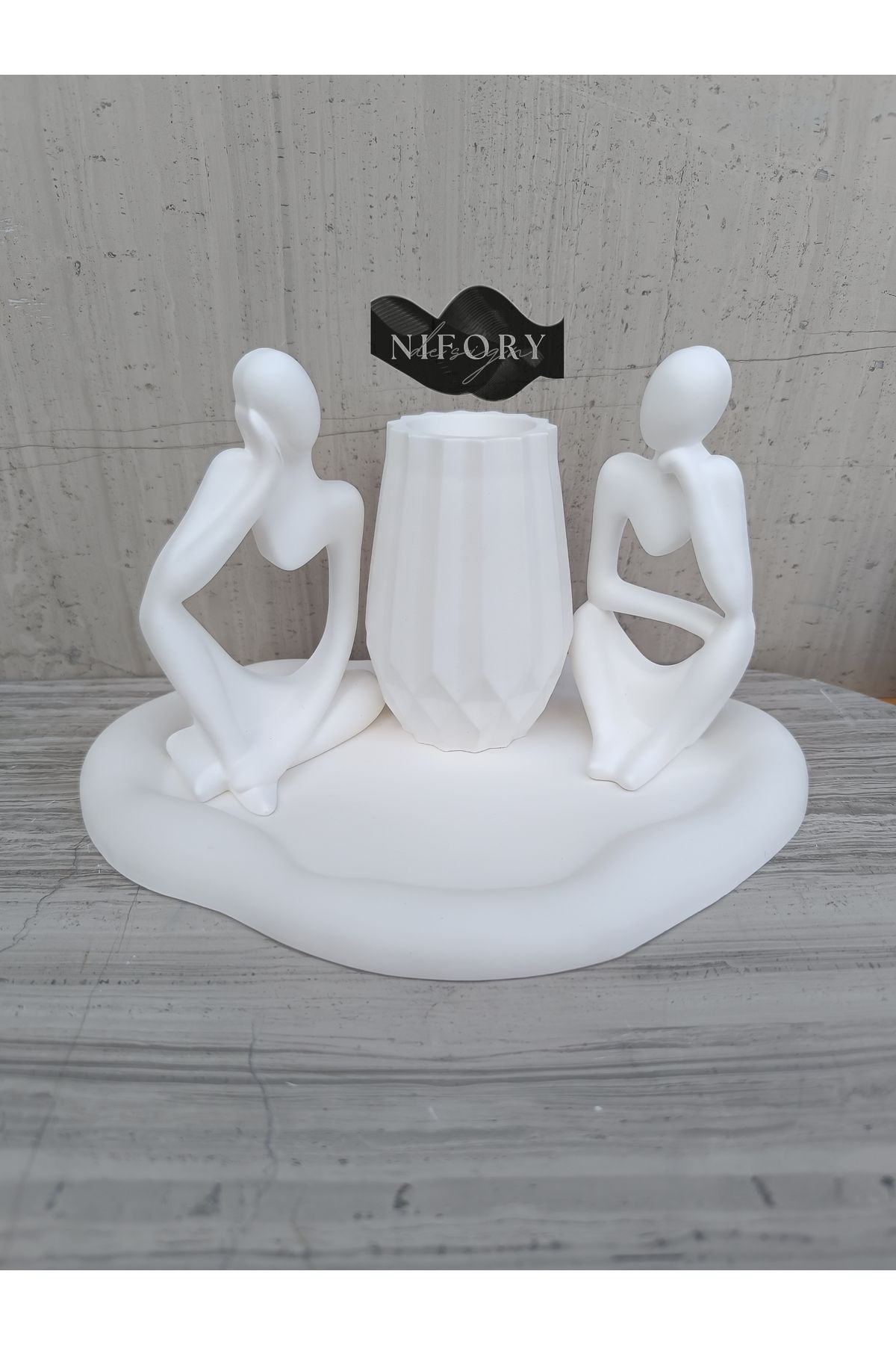Nifory 520-N0136 Dekoratif Beton Sunum Aksesuar Set Beton Biblo Organizer Takımı Çok Amaçlı Dekoratif Set