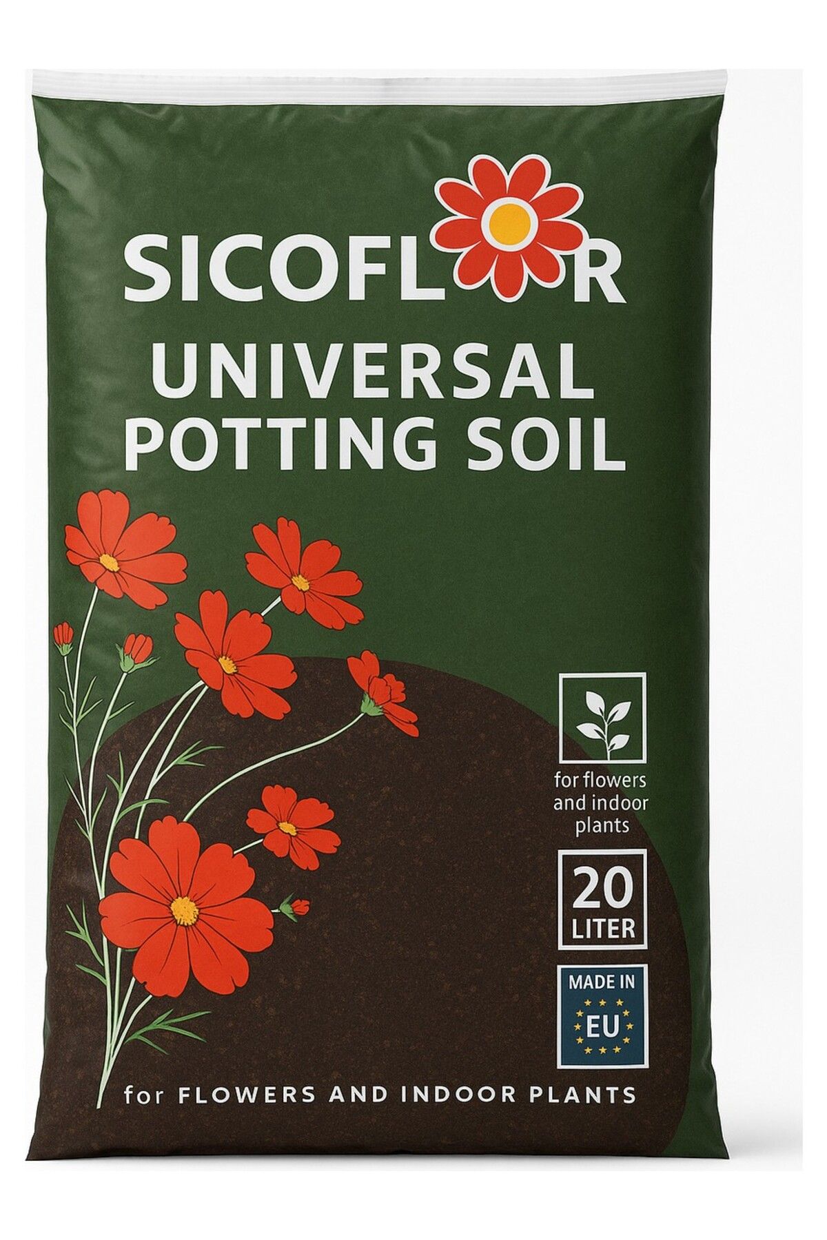 Sico Sıcoflor Universal Saksı Toprağı | 20 Litre | Çiçekler ve Iç Mekan Bitkileri Için | Made In Eu
