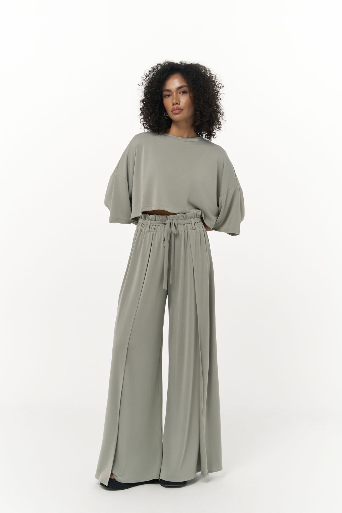 MAİ COLLECTİON Nell Mint Crop T-Shirt Pantolon Takım