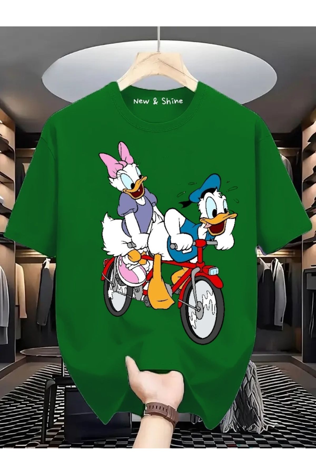 New Shine Daisy Donald Duck Baskılı Büyük Beden Oversize T-Shirt