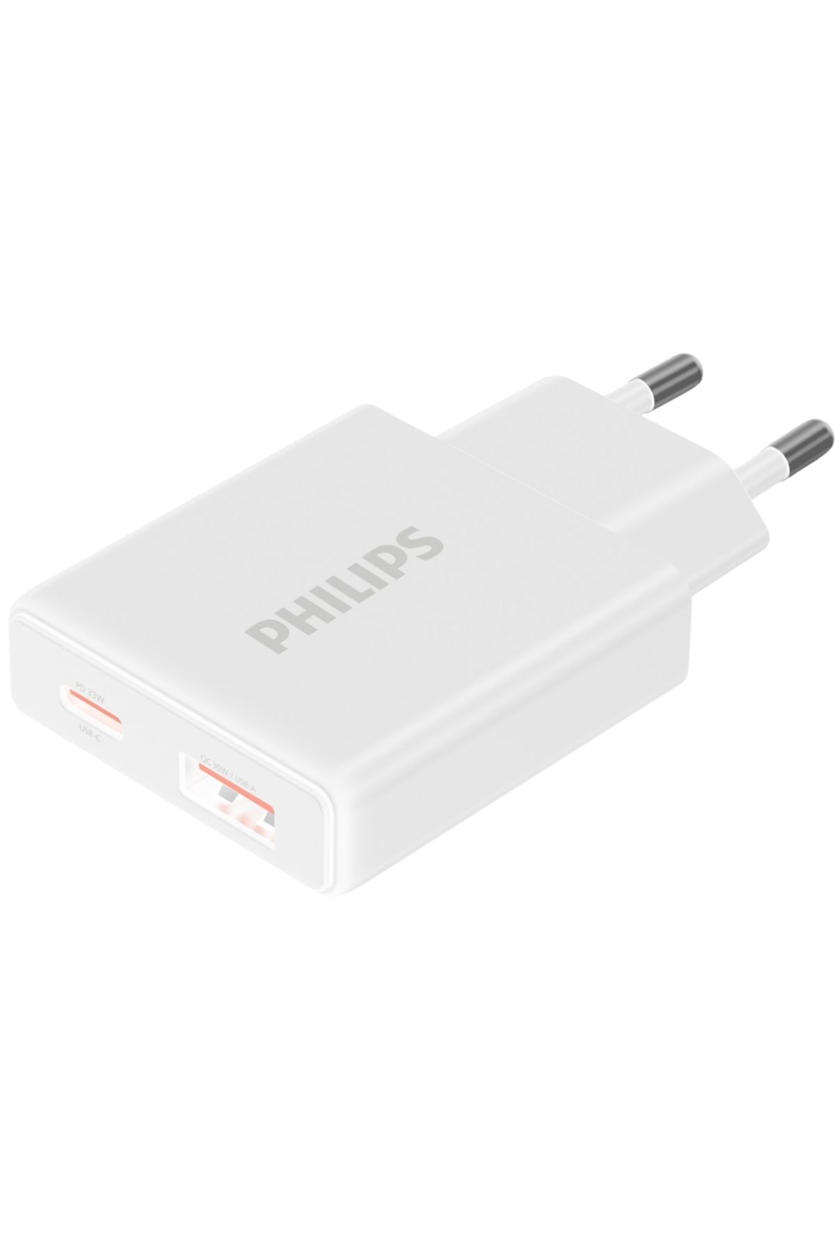 Philips USB Hızlı Şarj Adaptörü,33W PowerDelivery 3.0+QC 3.0,Çift Port USB-C ve USB-A,2 Cihaz Şarj,DLP4322C