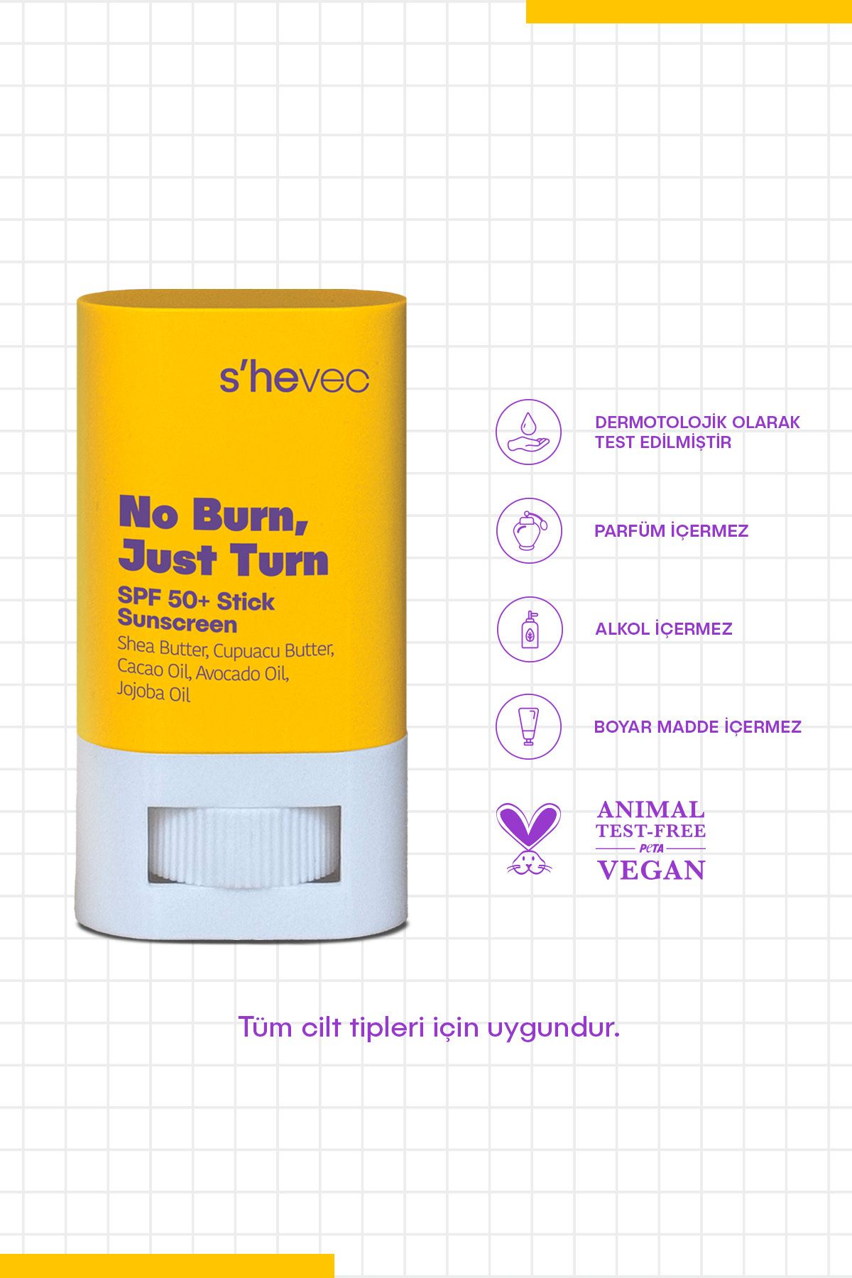 کرم ضد آفتاب صورت بدون سوختگی فقط به نوبه خود SPF 50+ چوب SHE VEC