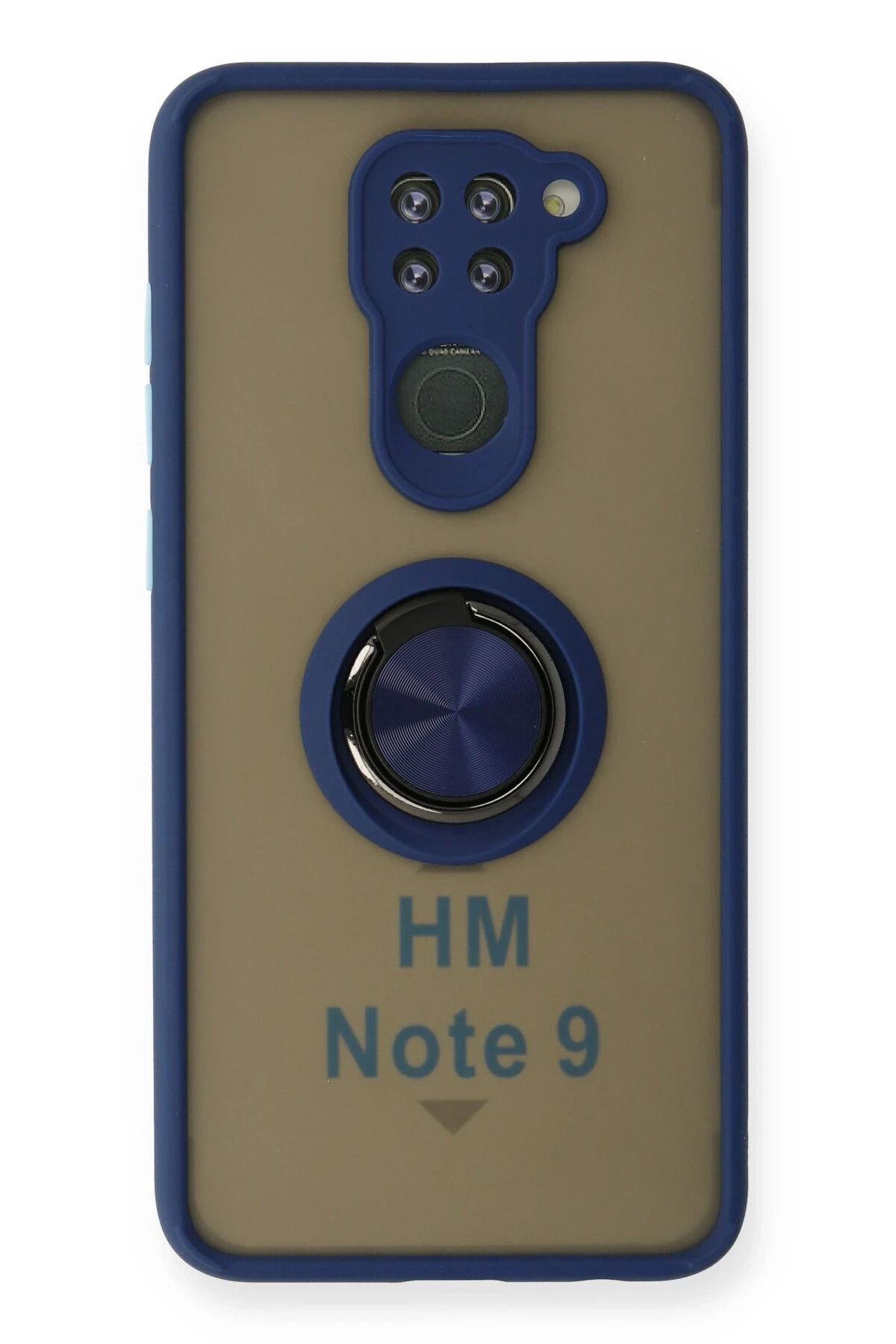 NewFace Xiaomi Redmi Note 9 Kılıf Montreal Yüzüklü Silikon Kapak - Lacivert FLKRY