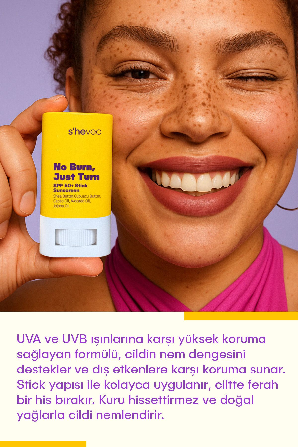 کرم ضد آفتاب صورت بدون سوختگی فقط به نوبه خود SPF 50+ چوب SHE VEC