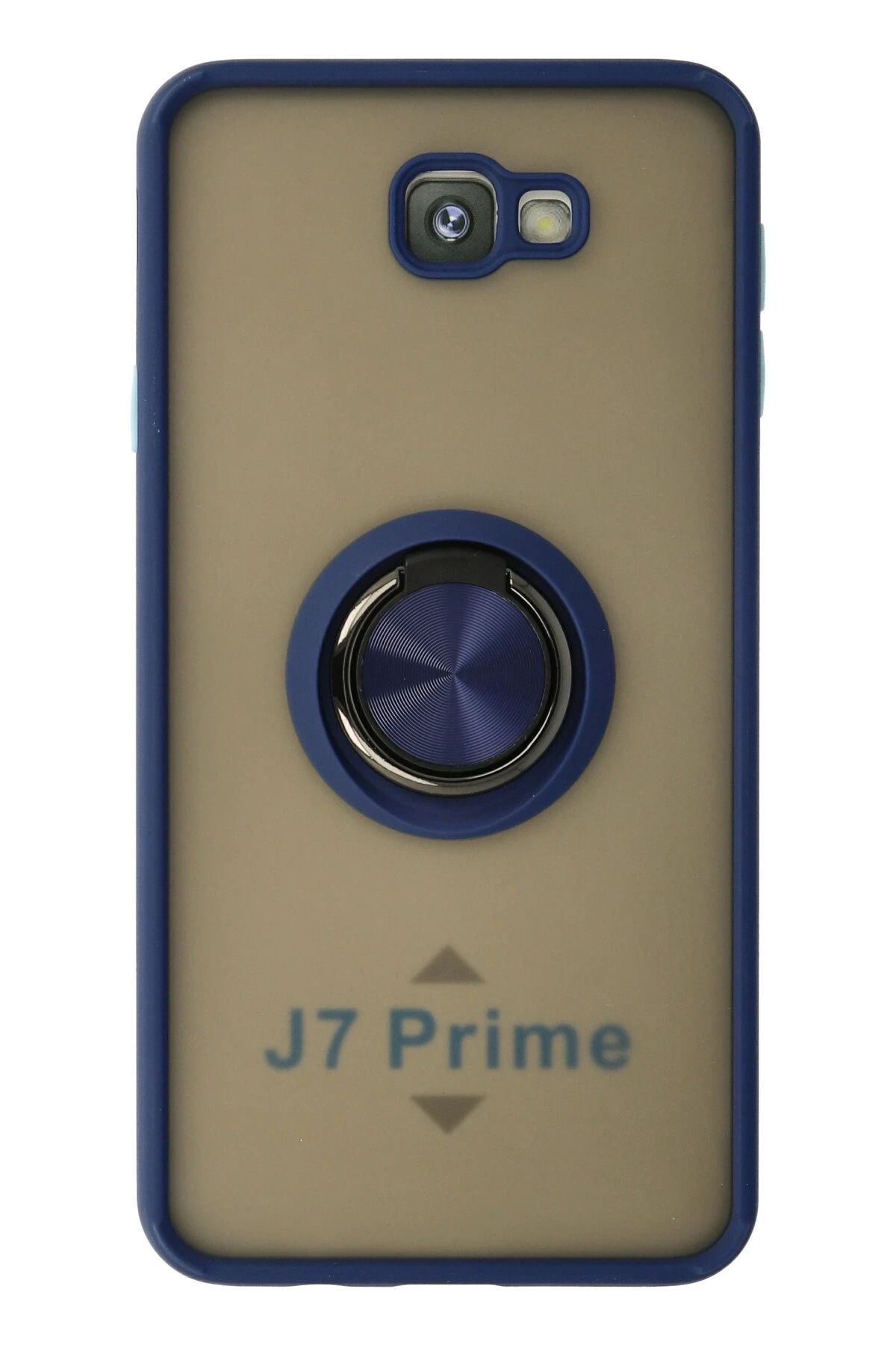 NewFace Samsung Galaxy J7 Prime Kılıf Montreal Yüzüklü Silikon Kapak - Lacivert LZWDR