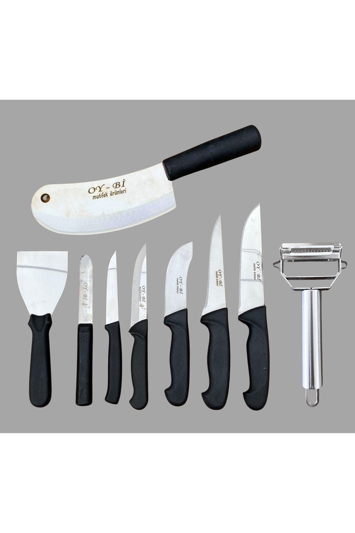 OY-Bİ 9 PARÇA MUTFAK BIÇAK SETİ ET, EKMEK, SEBZE, MEYVE, SALATA, SEBZE OYMA, SPATULA, JÜLYEN SOYACAK