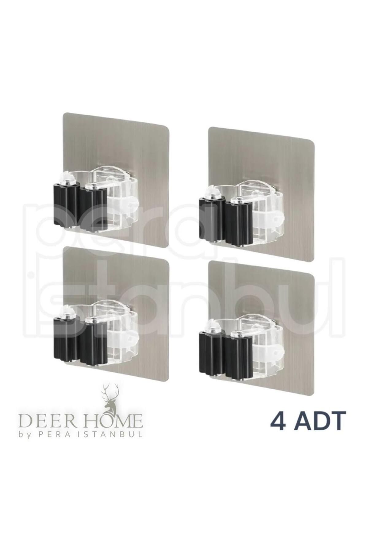 deer home by Pera İstanbul 4 Adet Kendinden Yapışkanlı Duvara Monte Plastik Paspas Mob Tutucu Organizatör
