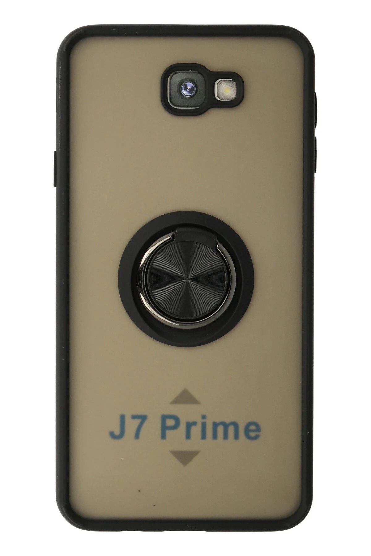 NewFace Samsung Galaxy J7 Prime Kılıf Montreal Yüzüklü Silikon Kapak - Siyah NRMSA