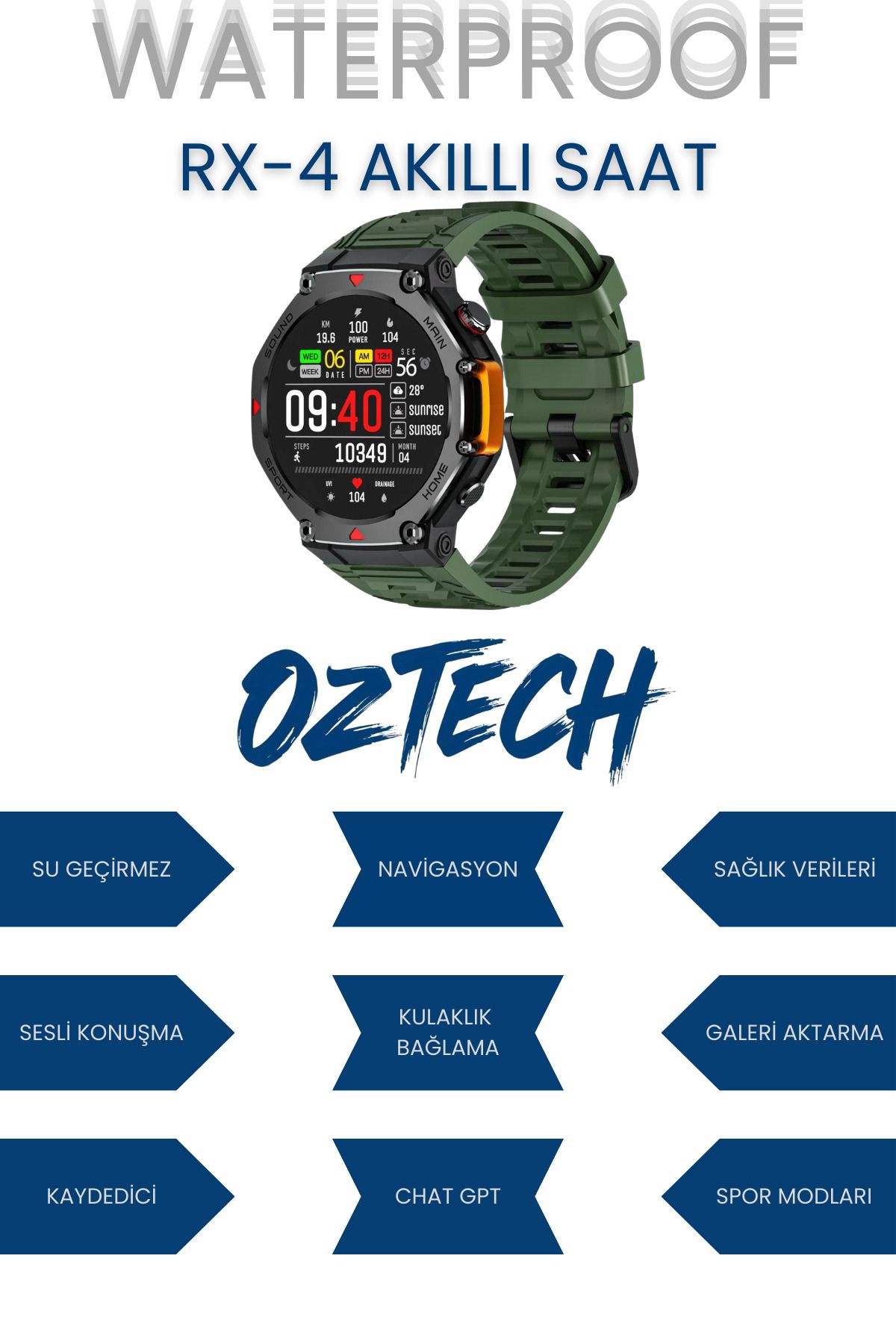 DTULTRA2 Watch RX-4 Su Geçirmez Akıllı Saat Iphone Ve Android Tüm Telefonlara Uyumlu