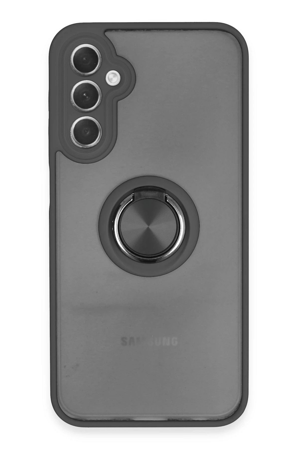 NewFace Samsung Galaxy A24 4G Kılıf Montreal Yüzüklü Silikon Kapak - Siyah ALMLA