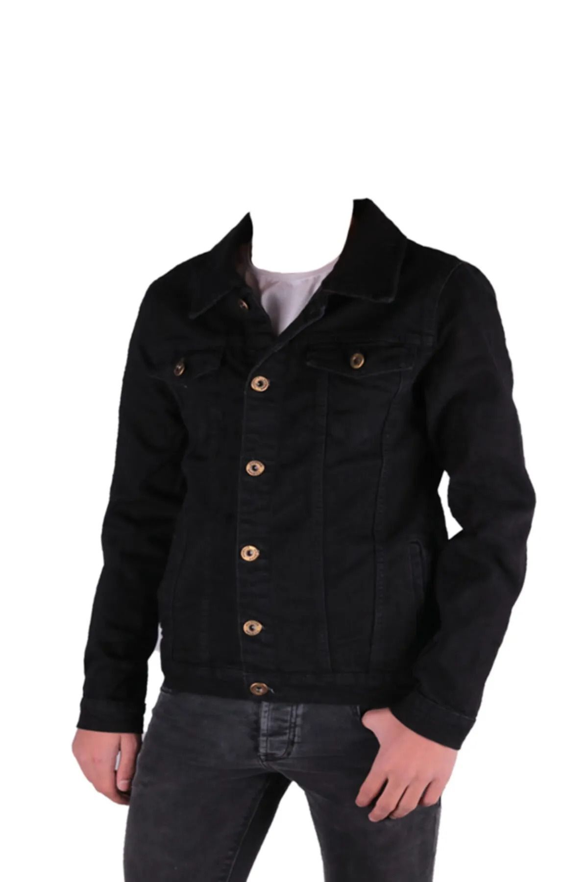 viking's line Erkek Denim Mont Trend Siyah Kot Ceket