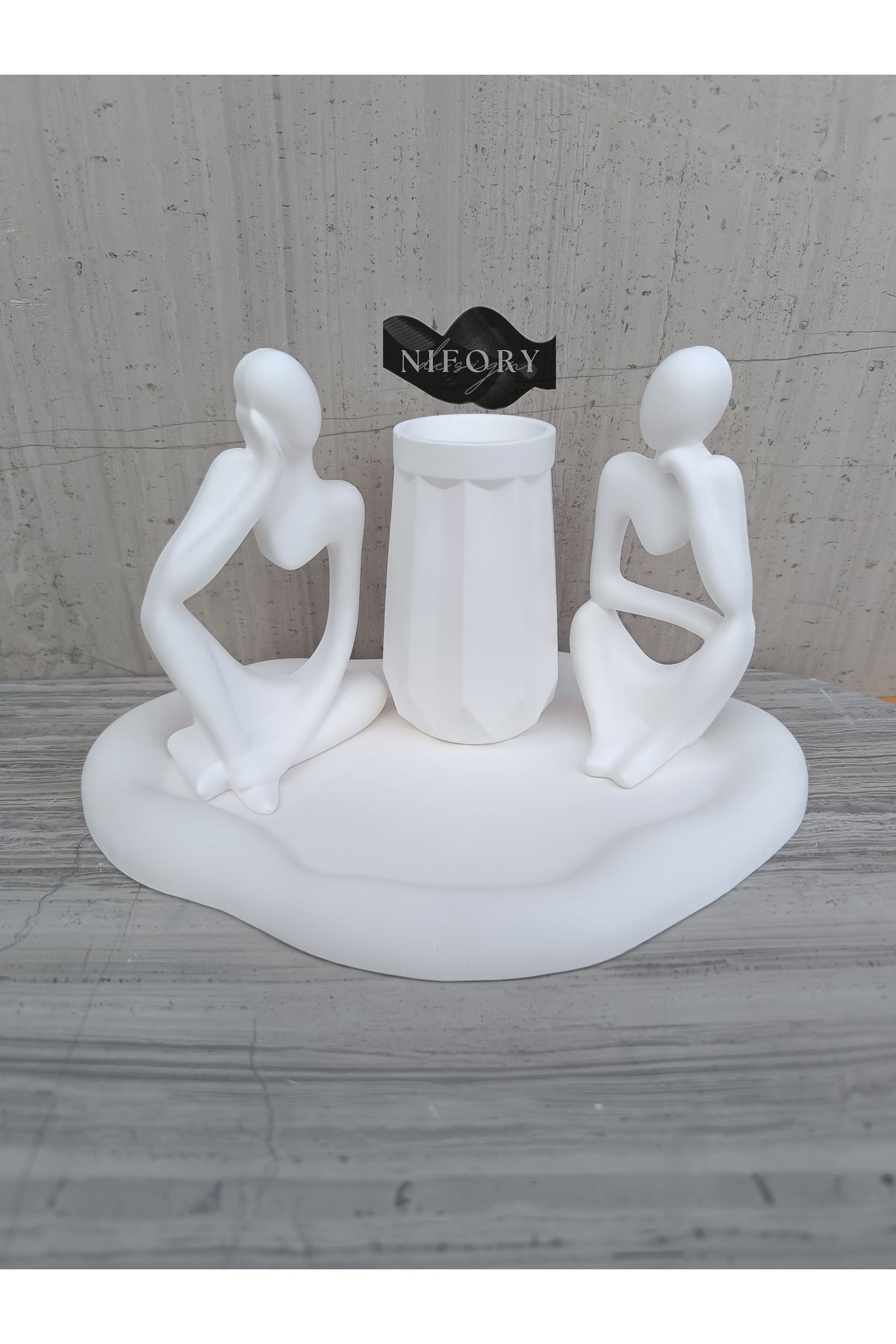 Nifory 520-N0141 Dekoratif Beton Sunum Aksesuar Set Beton Biblo Organizer Takımı Çok Amaçlı Dekoratif Set