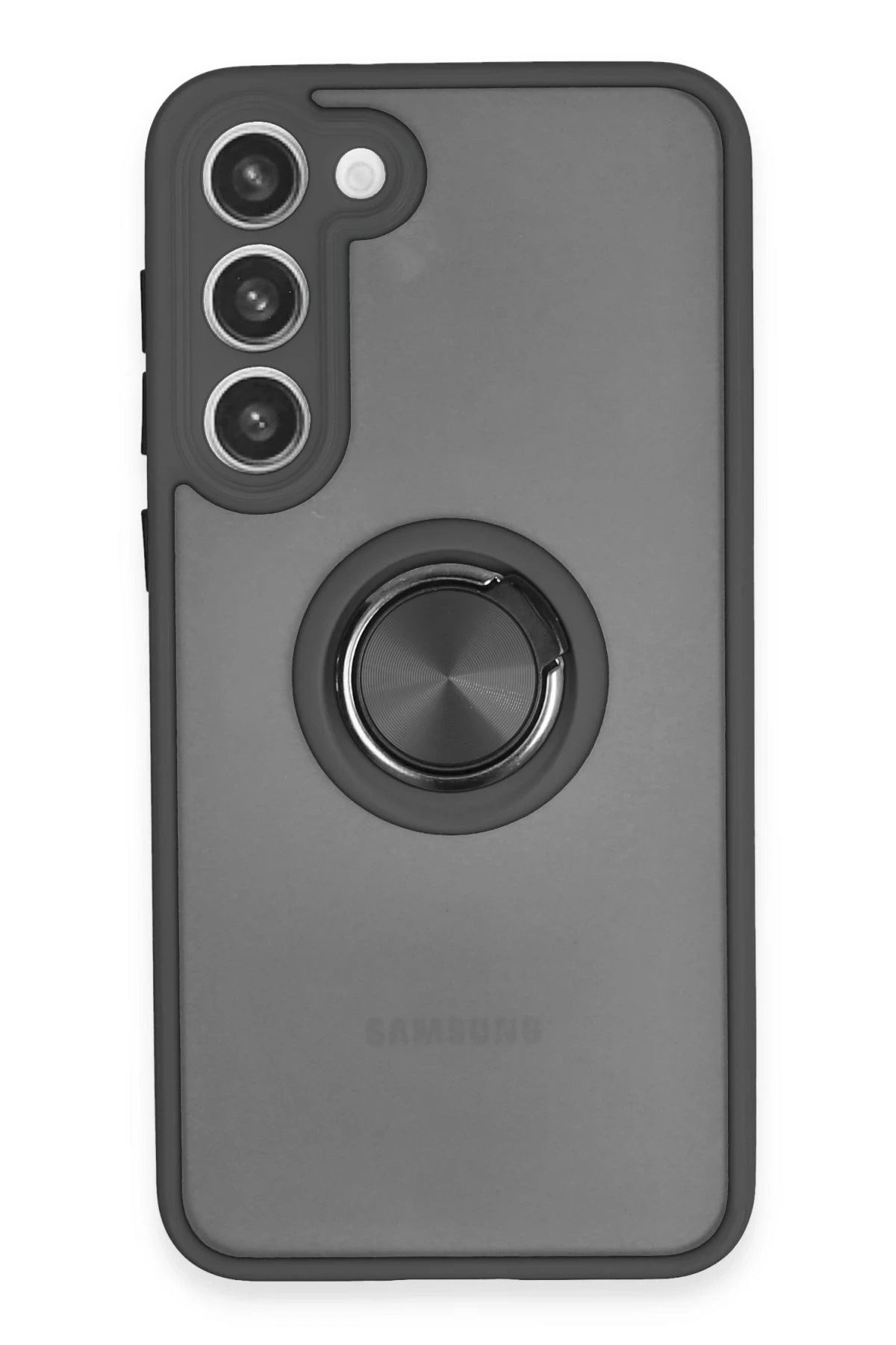NewFace Samsung Galaxy S23 Plus Kılıf Montreal Yüzüklü Silikon Kapak - Siyah NRMSA