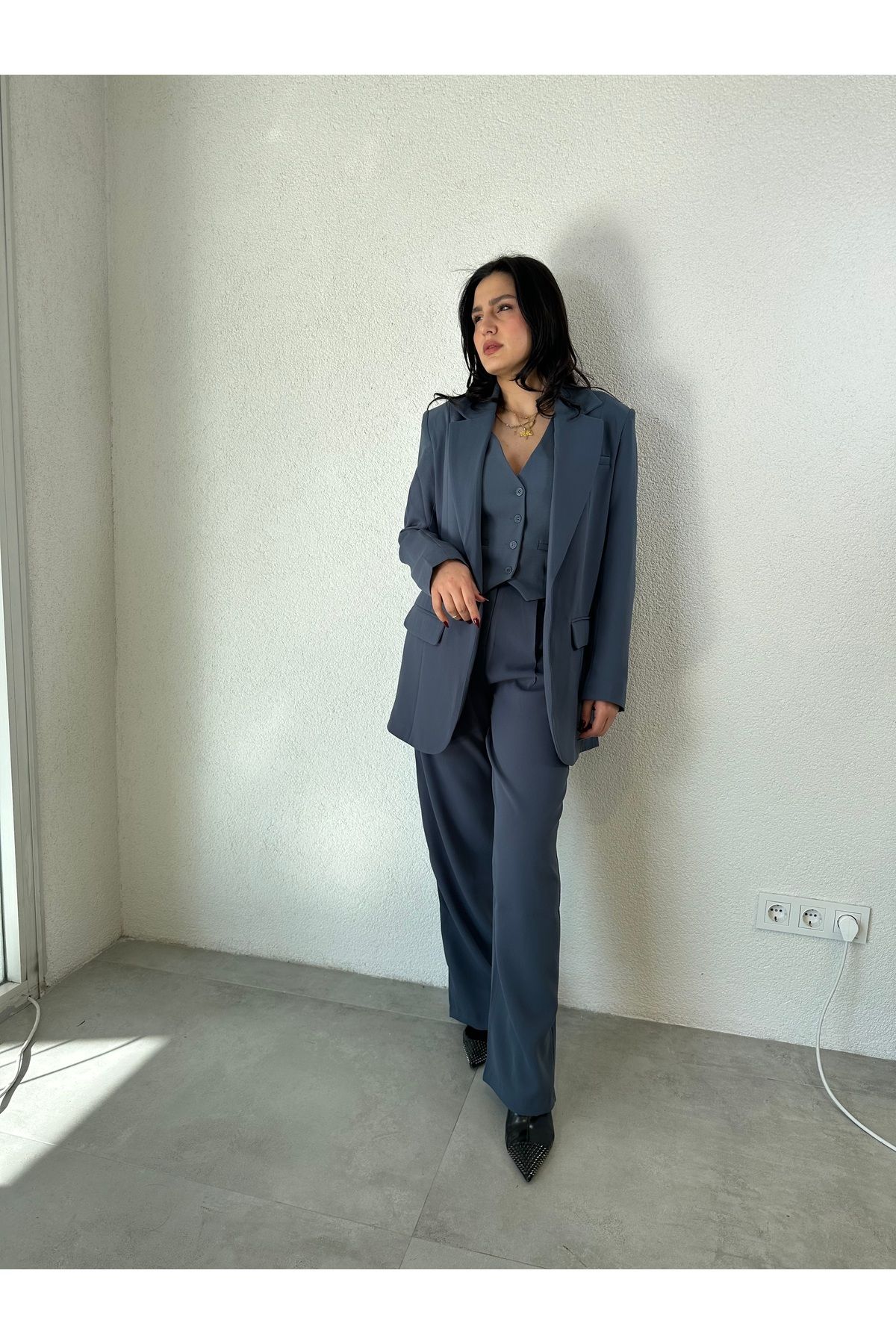 Ayşenur Sevinç INDIGO PANTOLON YELEK CEKET PREMIUM TAKIM