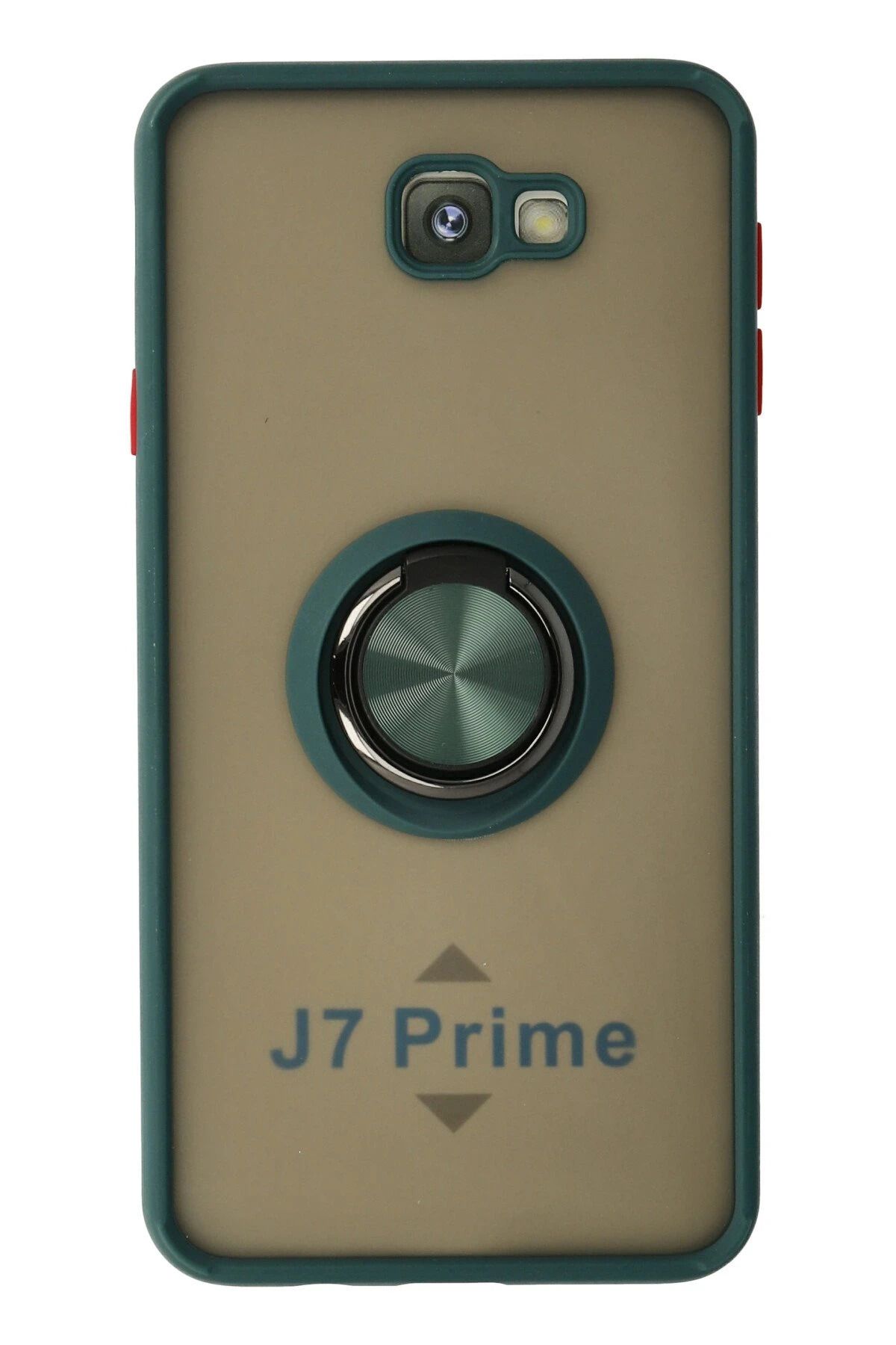 NewFace Samsung Galaxy J7 Prime Kılıf Montreal Yüzüklü Silikon Kapak - Yeşil LZWDR