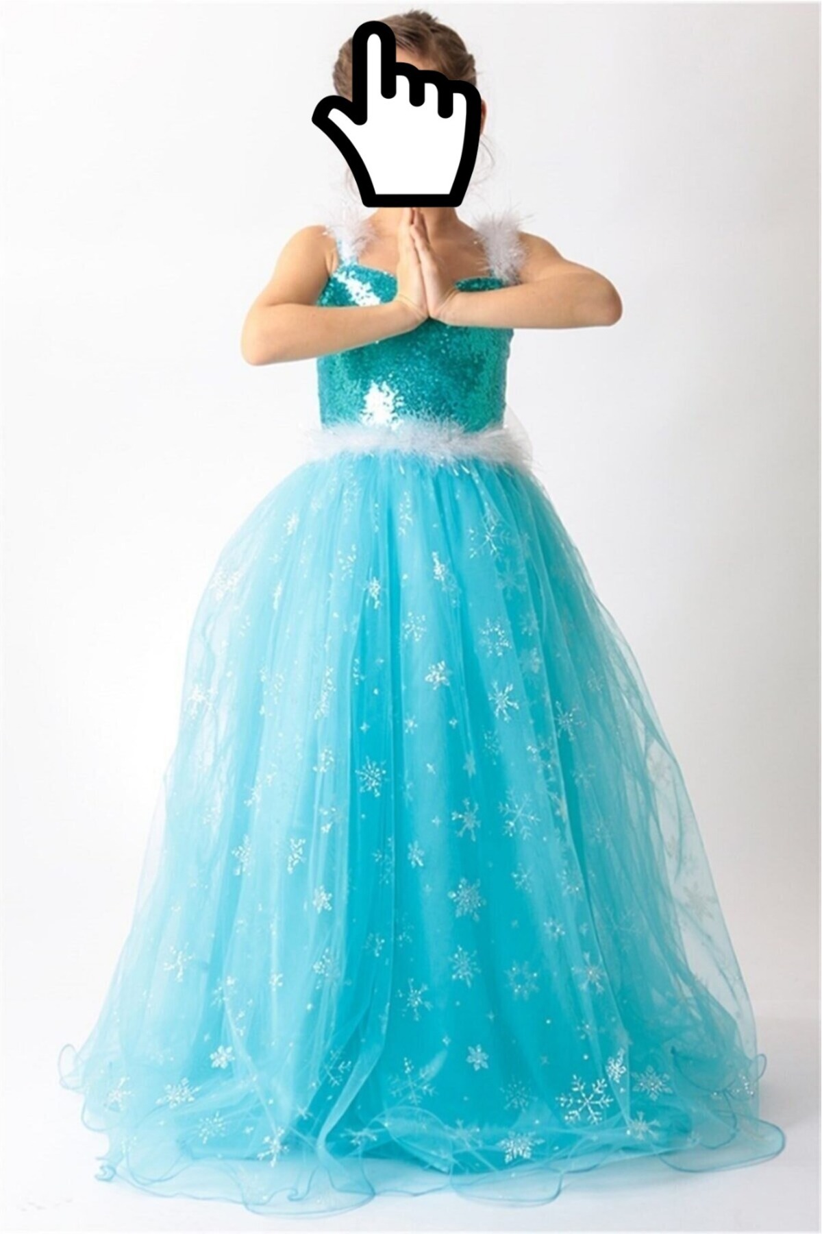 Parti Selesi Elsa Kostümü - Frozen Elbise - Askılı Tarlatanlı - Eldiven Taç Asa Kostüm fotoğrafı 4 (önizleme)