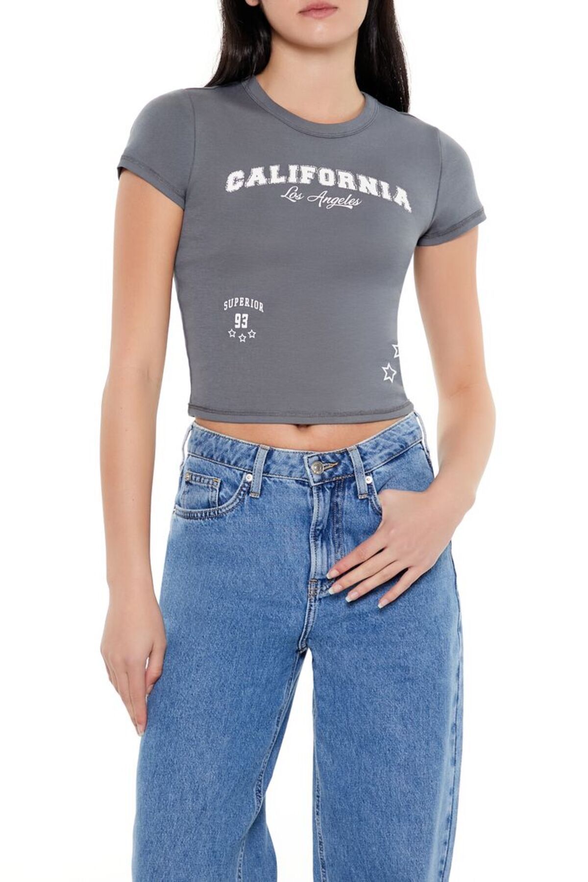 Forever 21 California Los Angeles Baskılı Baby Tee Tişört