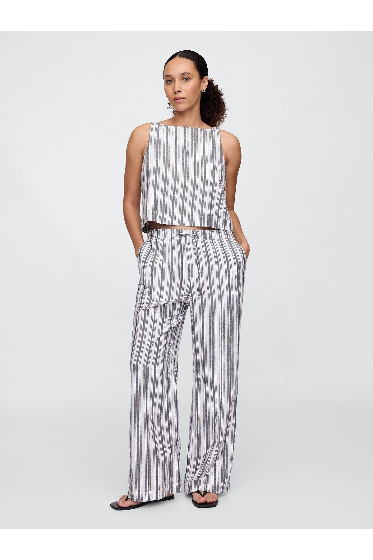 GAP Kadın Çok Renkli Mid Rise Pull-On Wide-Leg Pantolon