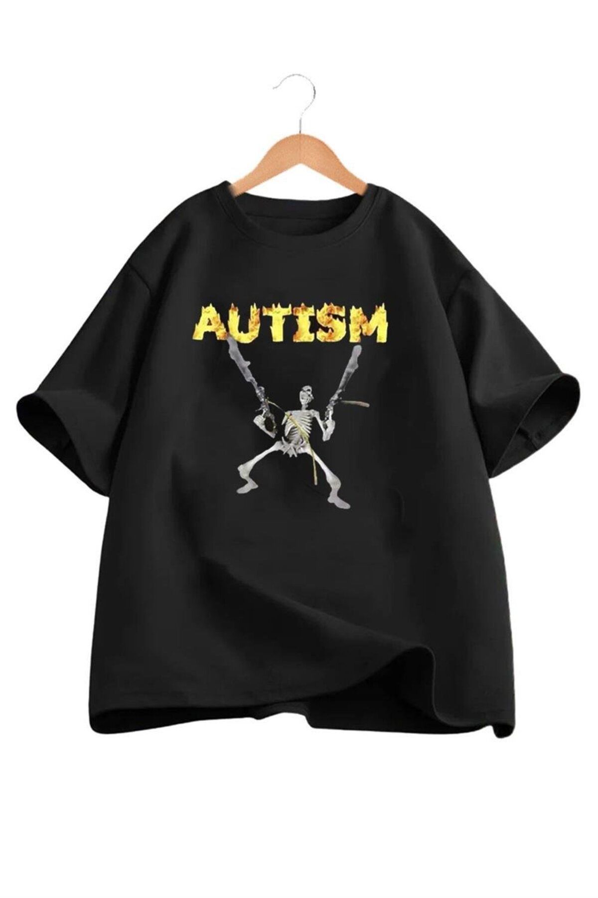 Karakedi Siyah Autism Skeleton Unisex T-shirt