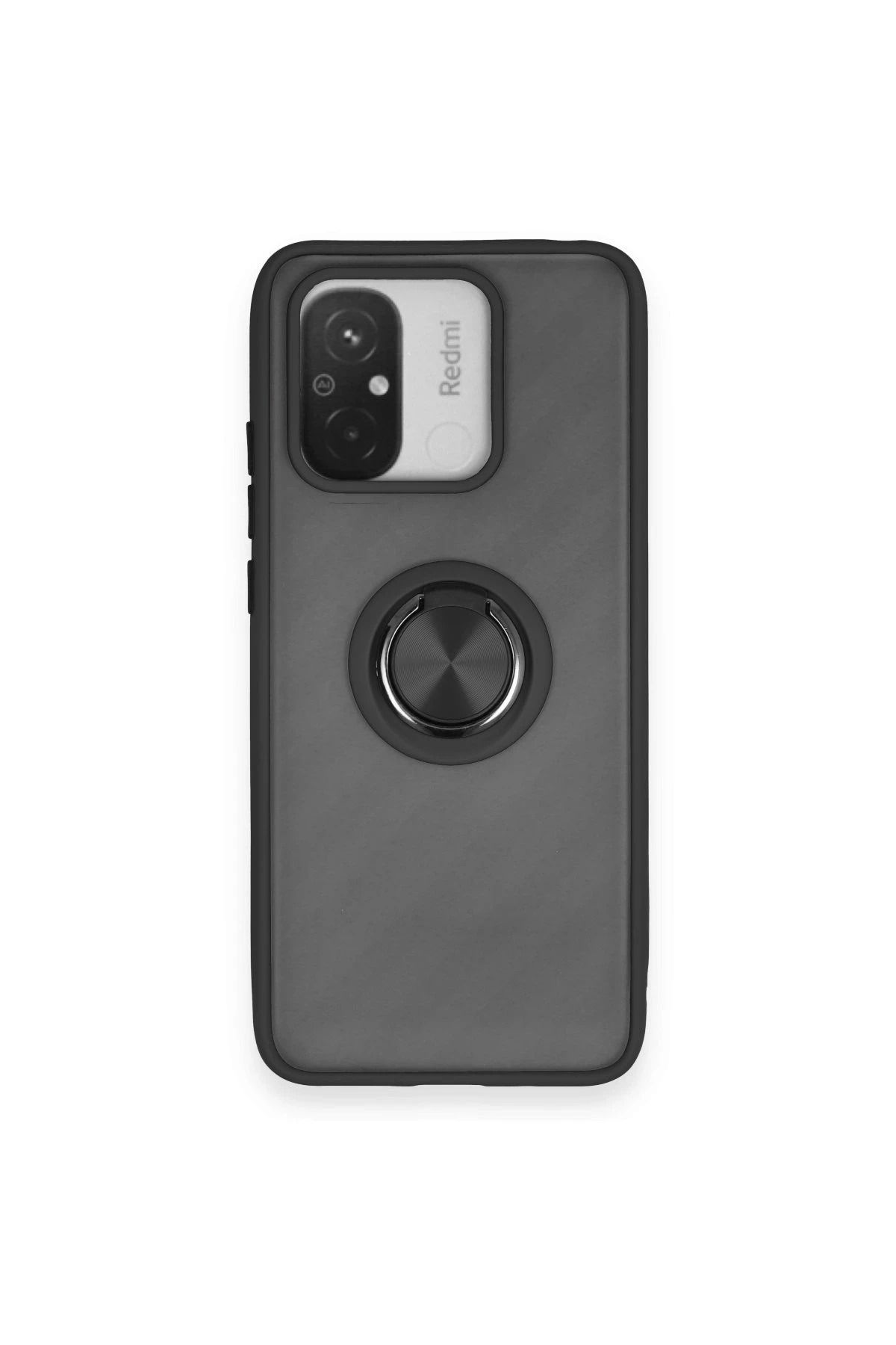 NewFace Xiaomi Redmi 12C Kılıf Montreal Yüzüklü Silikon Kapak - Siyah ALMLA