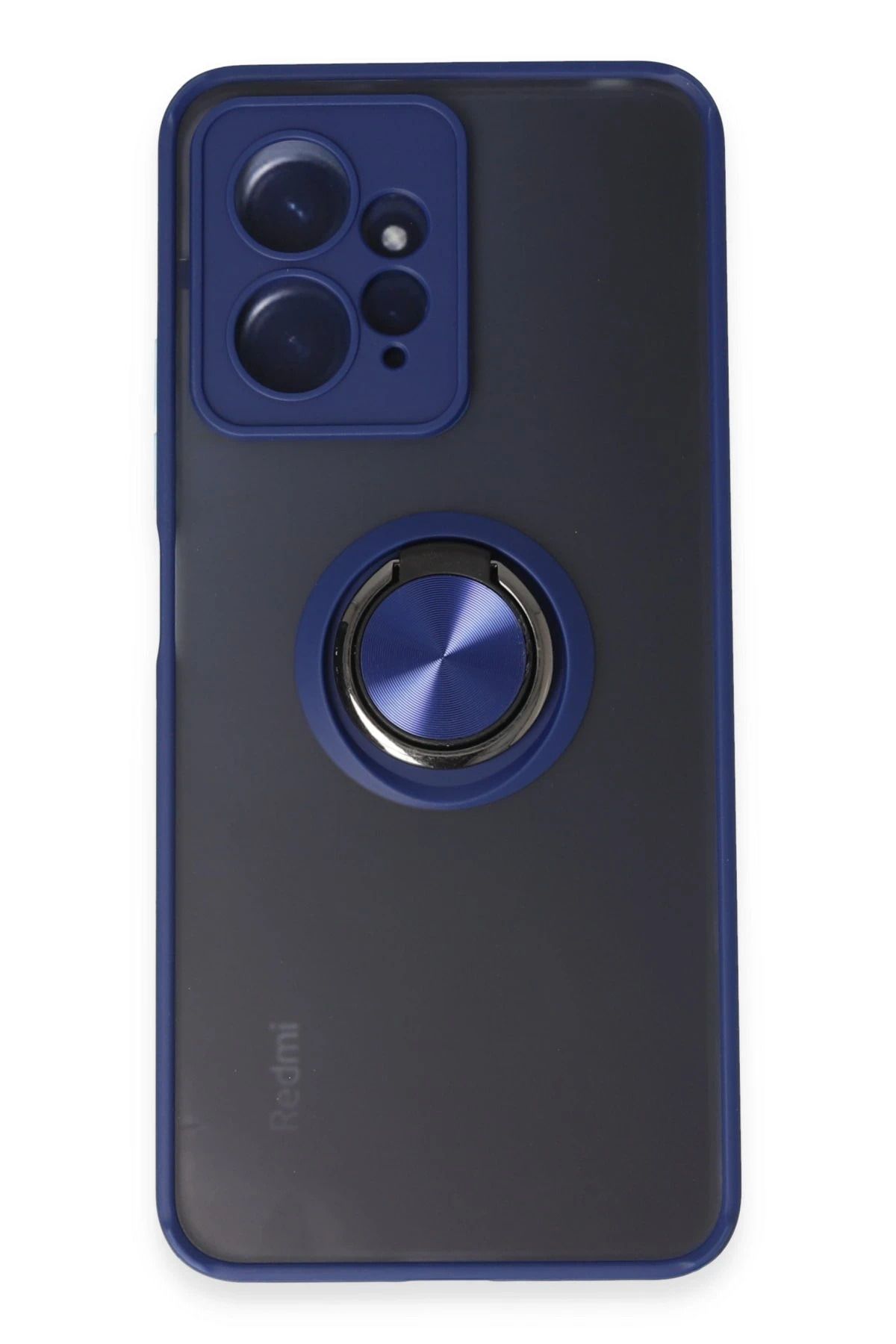 NewFace Xiaomi Redmi Note 12 4G Kılıf Montreal Yüzüklü Silikon Kapak - Lacivert NRMSA