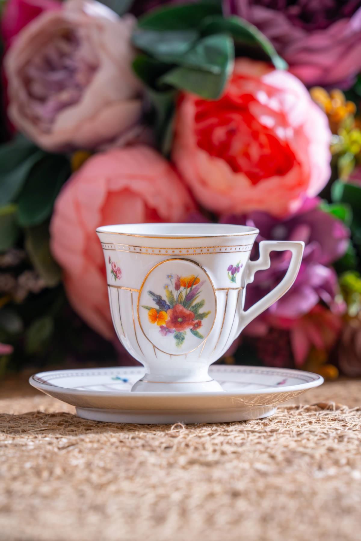 ACAR Shırley 6 Kişilik Porselen Kahve Fincanı Takımı - 90 ml
